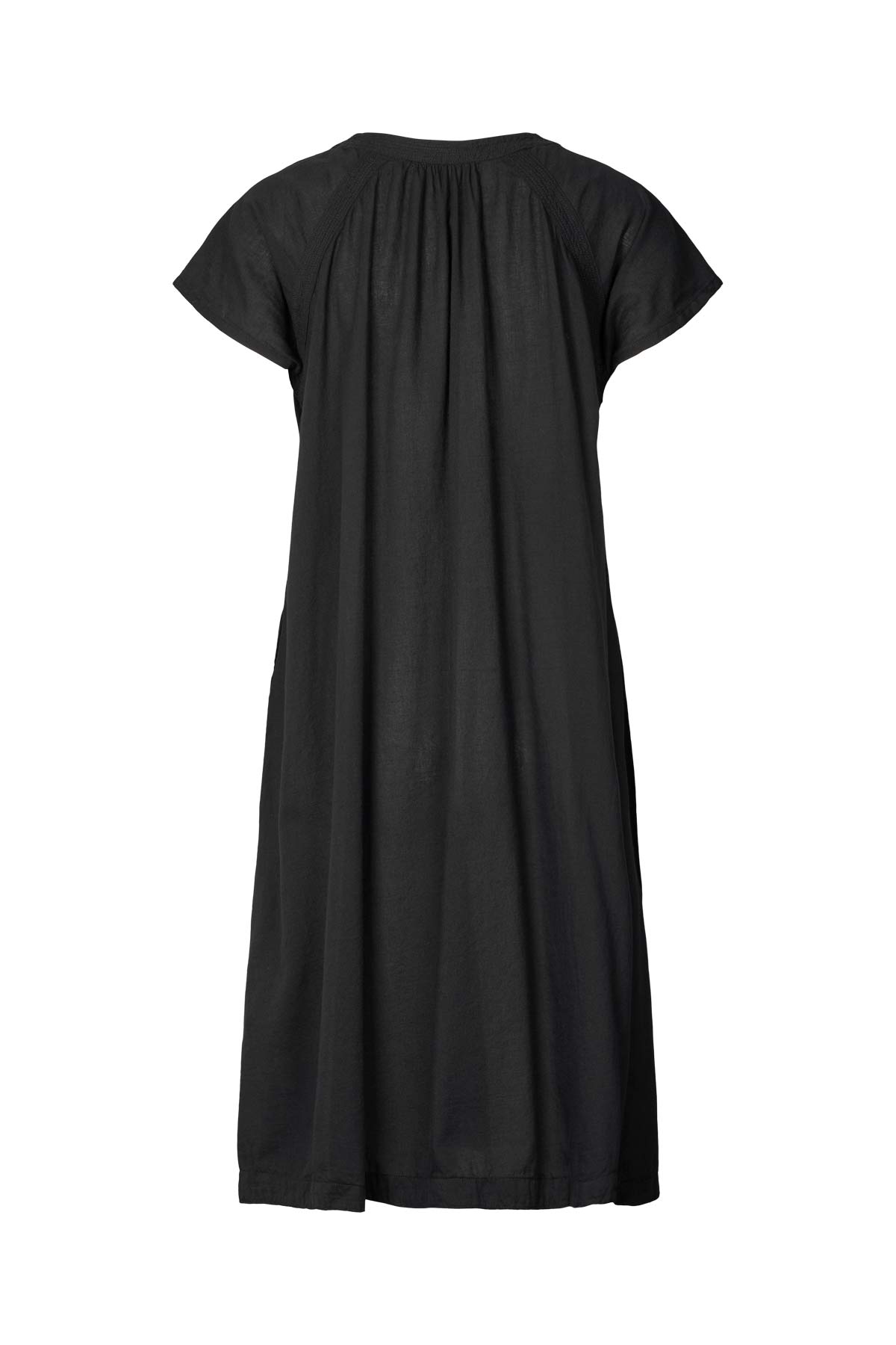 Cotton V-neck short dress - Divine I Black
