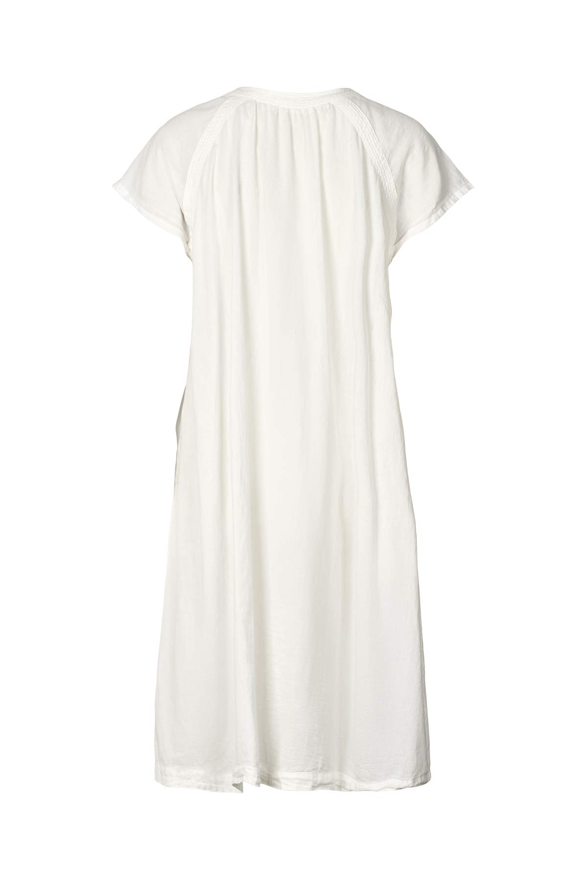 Cotton V-neck short dress - Divine I White