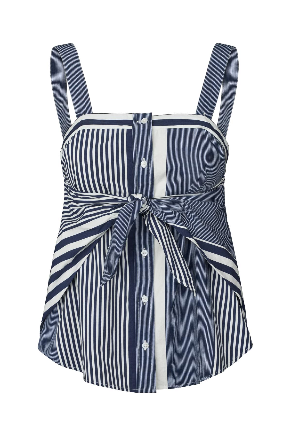 Medley stripe tie front top - Bibs I Navy stripe