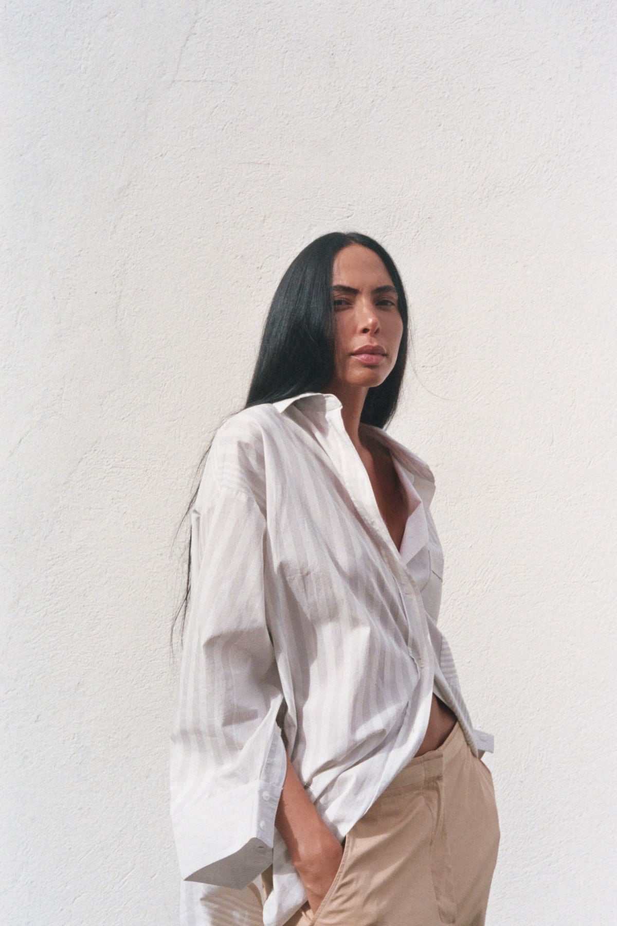 Medley stripe oversized shirt - Bobbie I Dirty chalk stripe