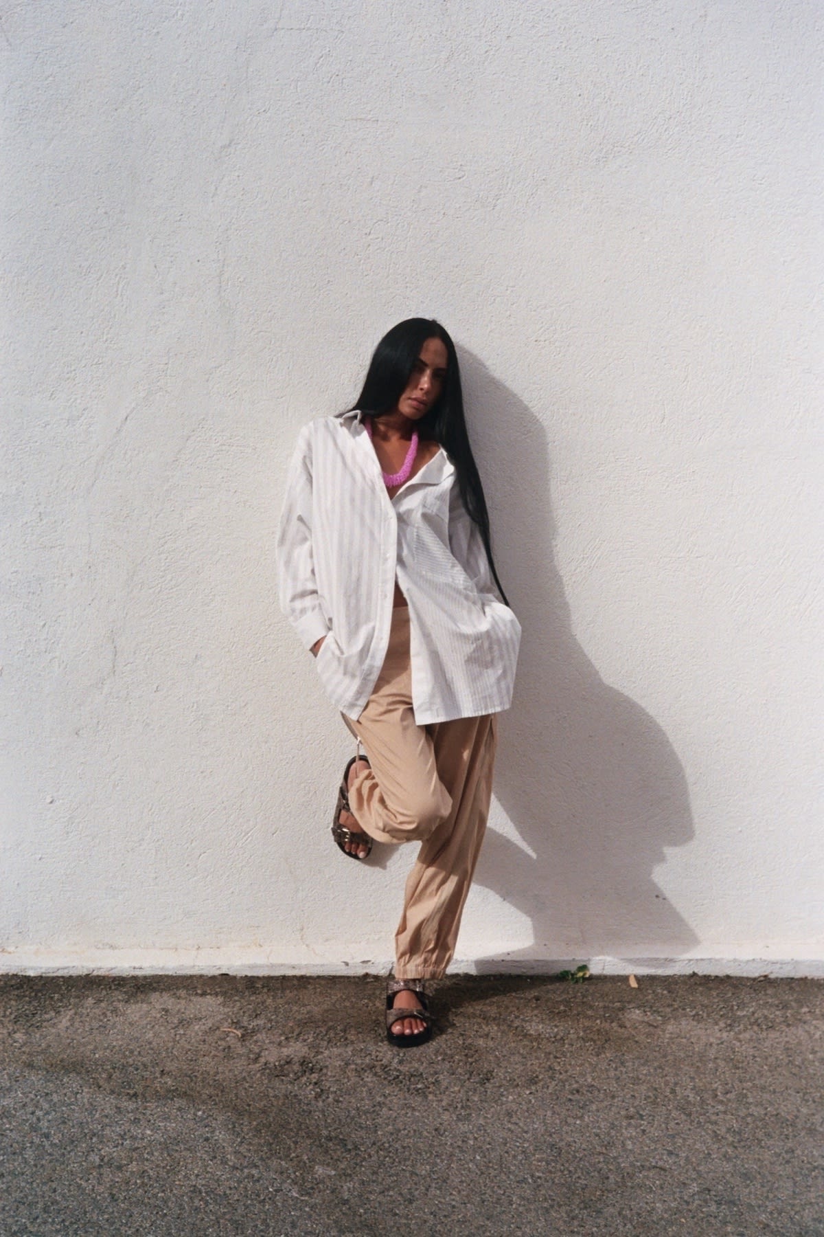 Medley stripe oversized shirt - Bobbie I Dirty chalk stripe