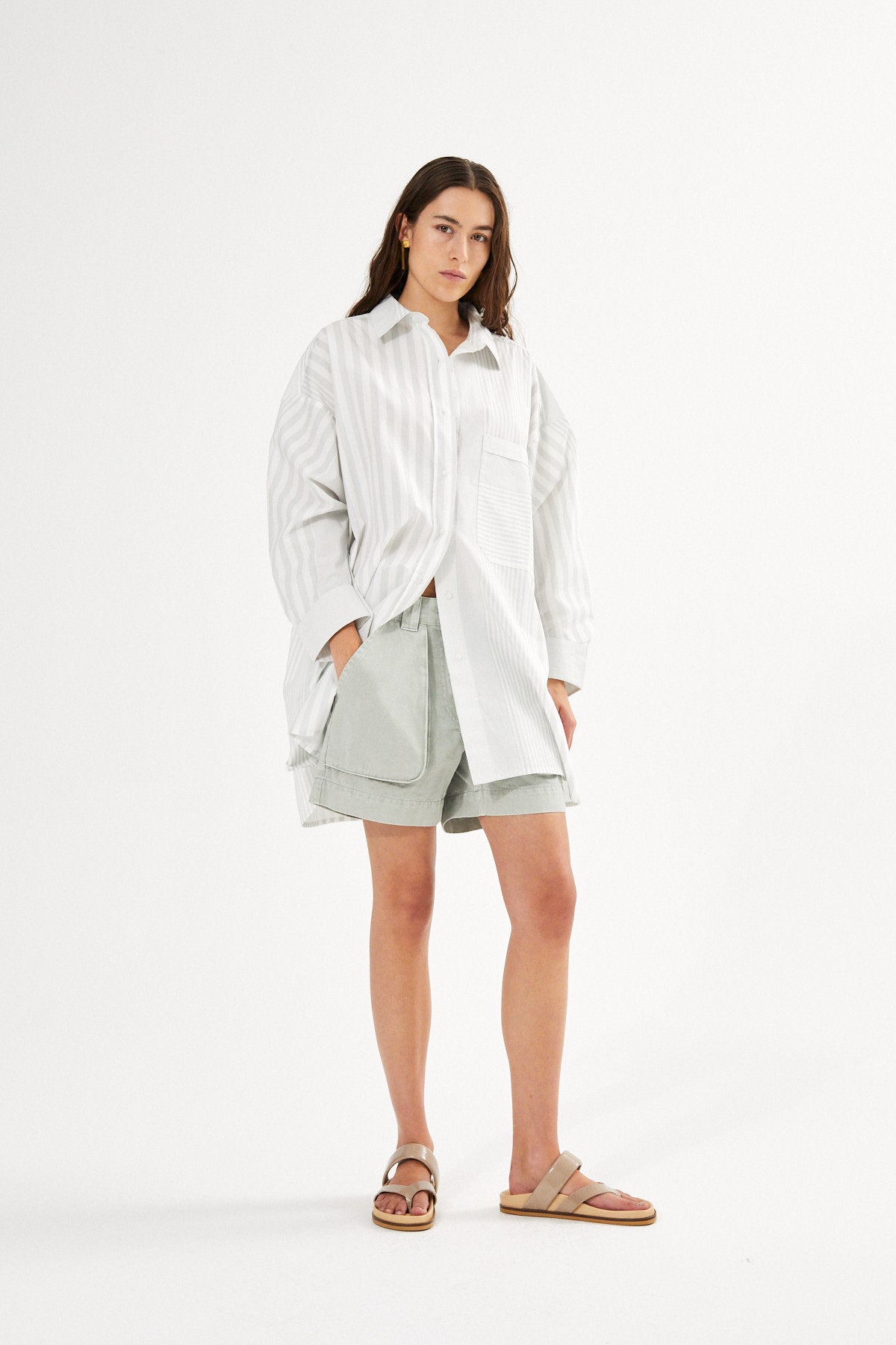 Medley stripe oversized shirt - Bobbie I Navy stripe
