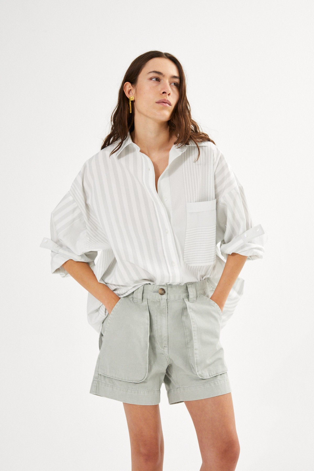 Medley stripe oversized shirt - Bobbie I Navy stripe
