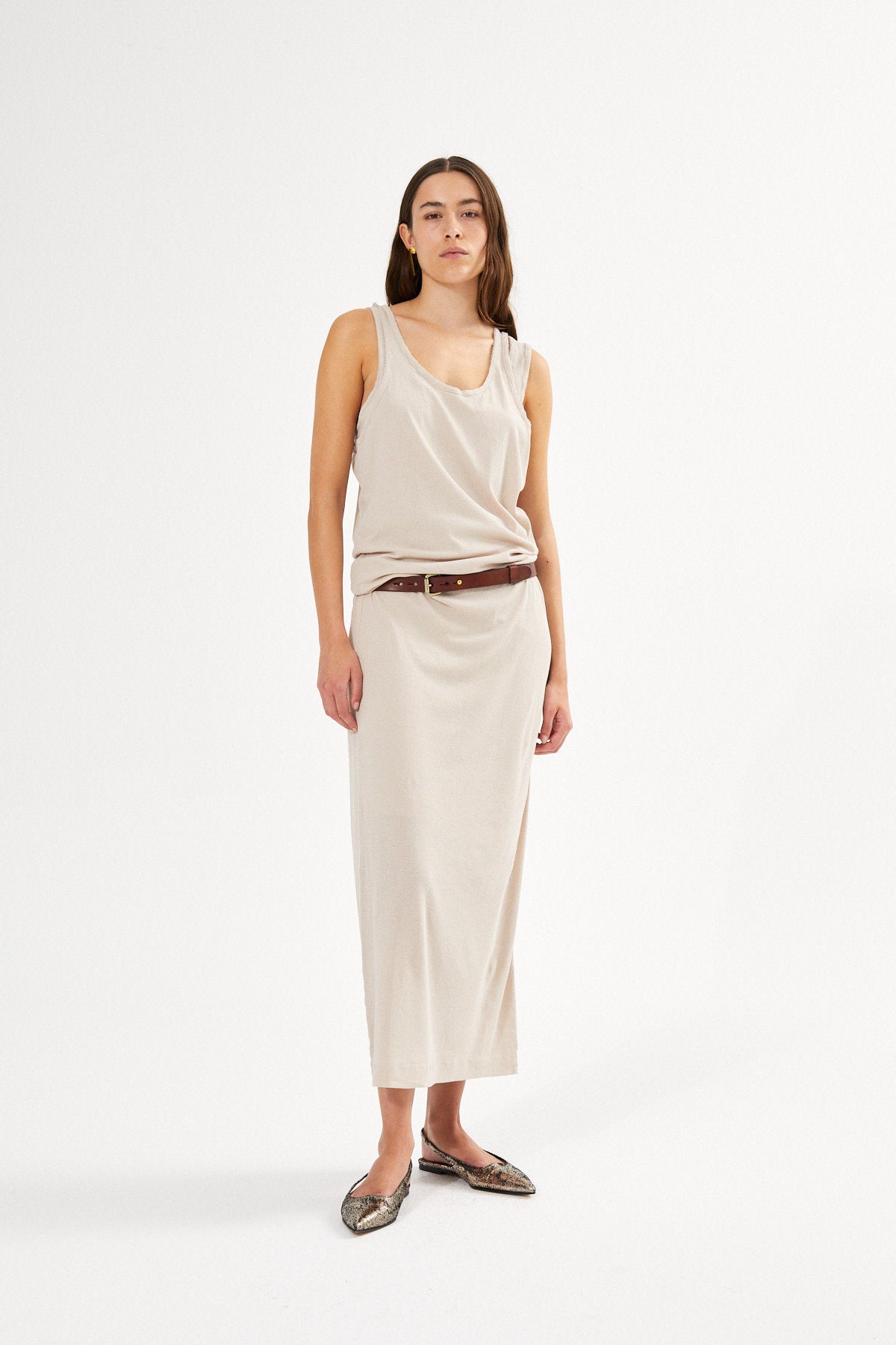 Leather slim belt - Adelka I Dark brown