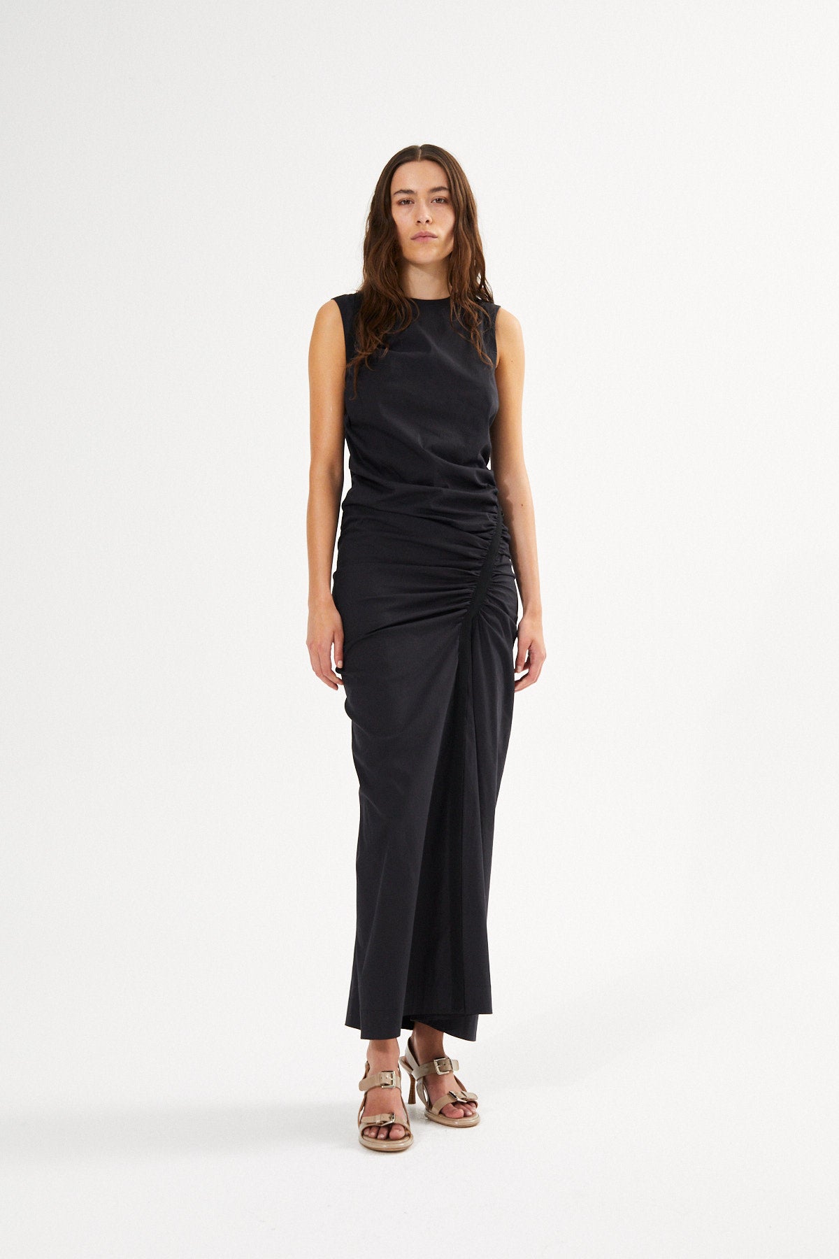 Papery fitted long dress - Bibber I Black