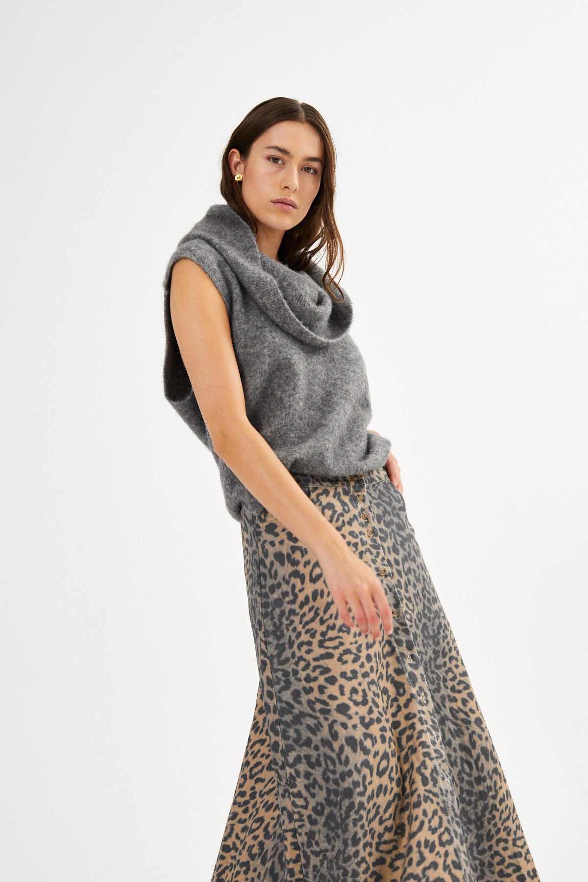 Leopard print button skirt - Natja I Leopard