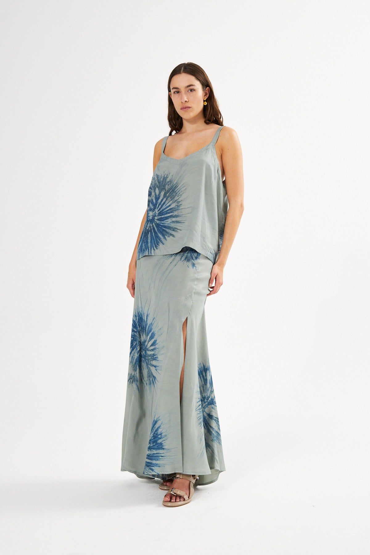 Cartwheel long A-line skirt - Willis I Ocean combo