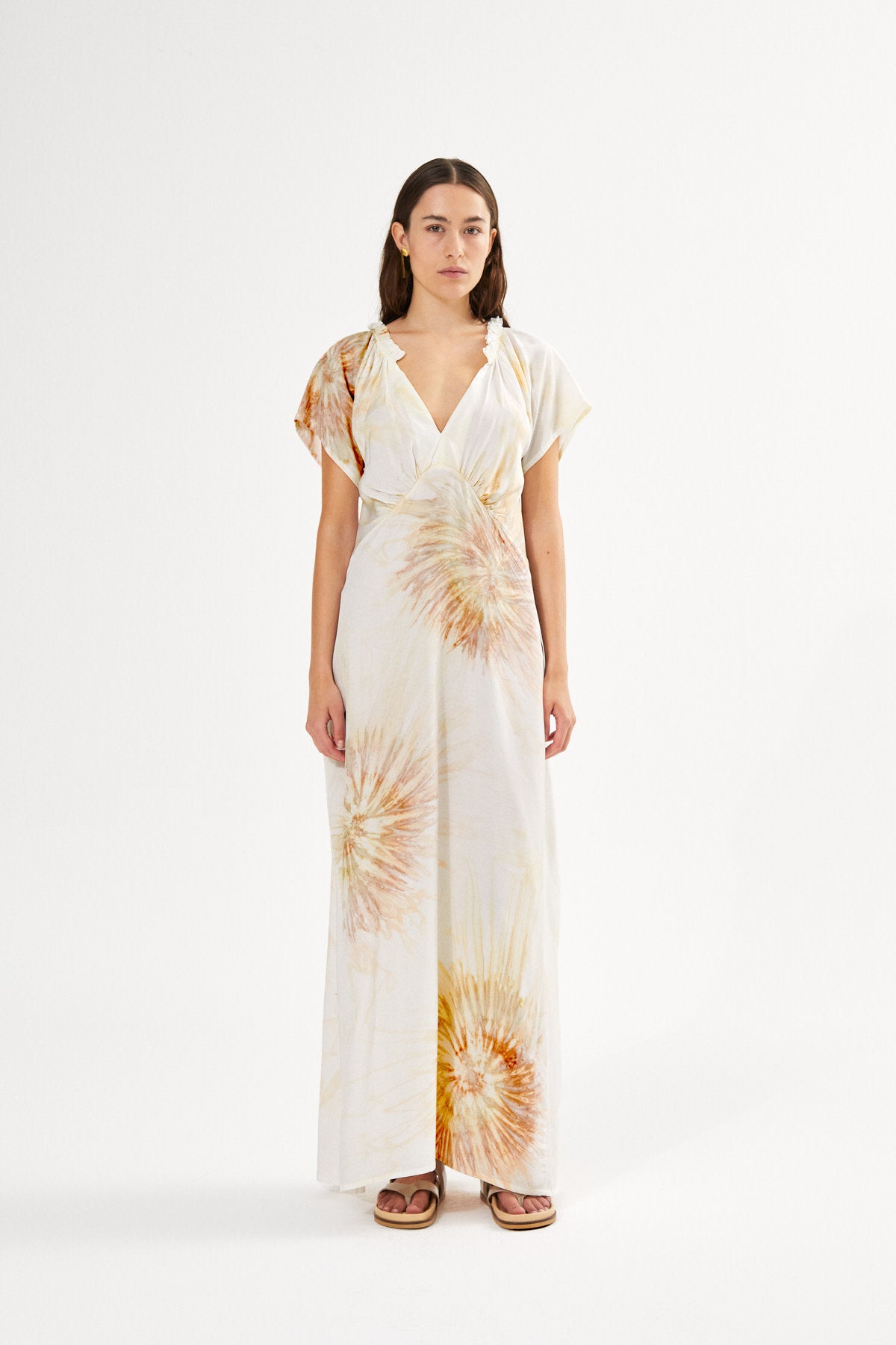 Cartwheel frill neck dress - Rosie I Ocean combo