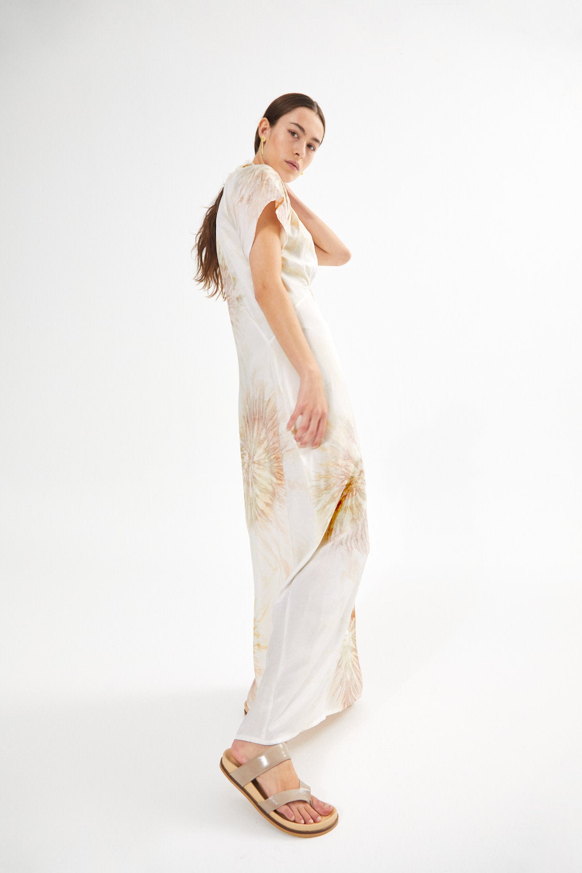 Cartwheel frill neck dress - Rosie I Ocean combo
