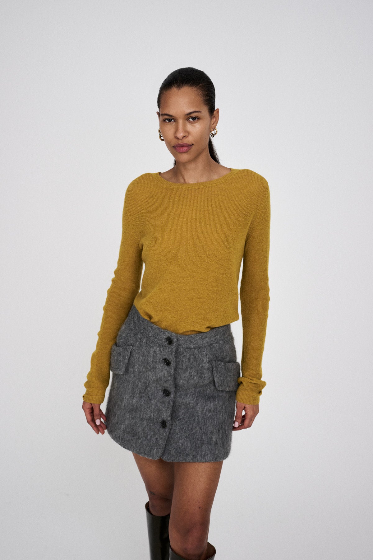 Olympia - Fuzzy skirt I Grey melange