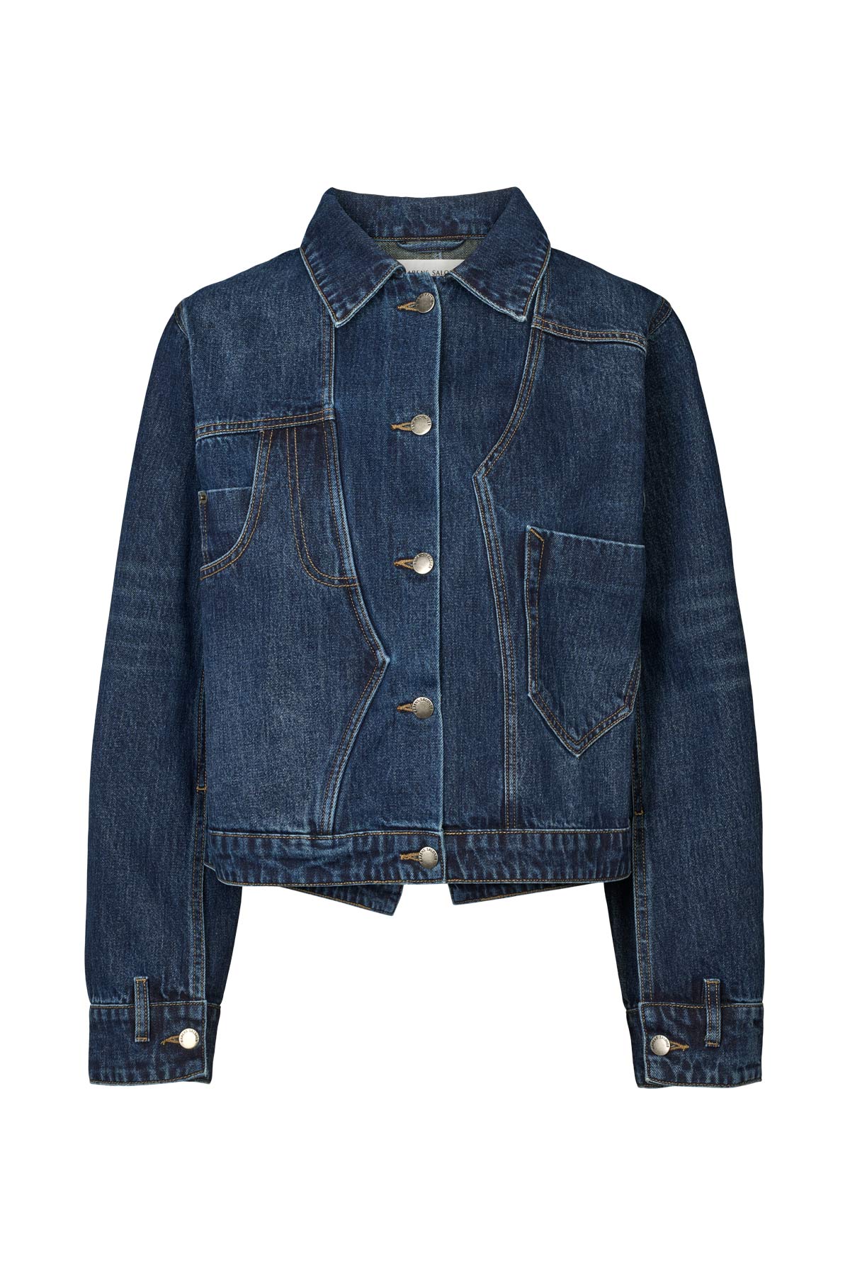 Janny - Patchwork denim jacket I Dark washed indigo