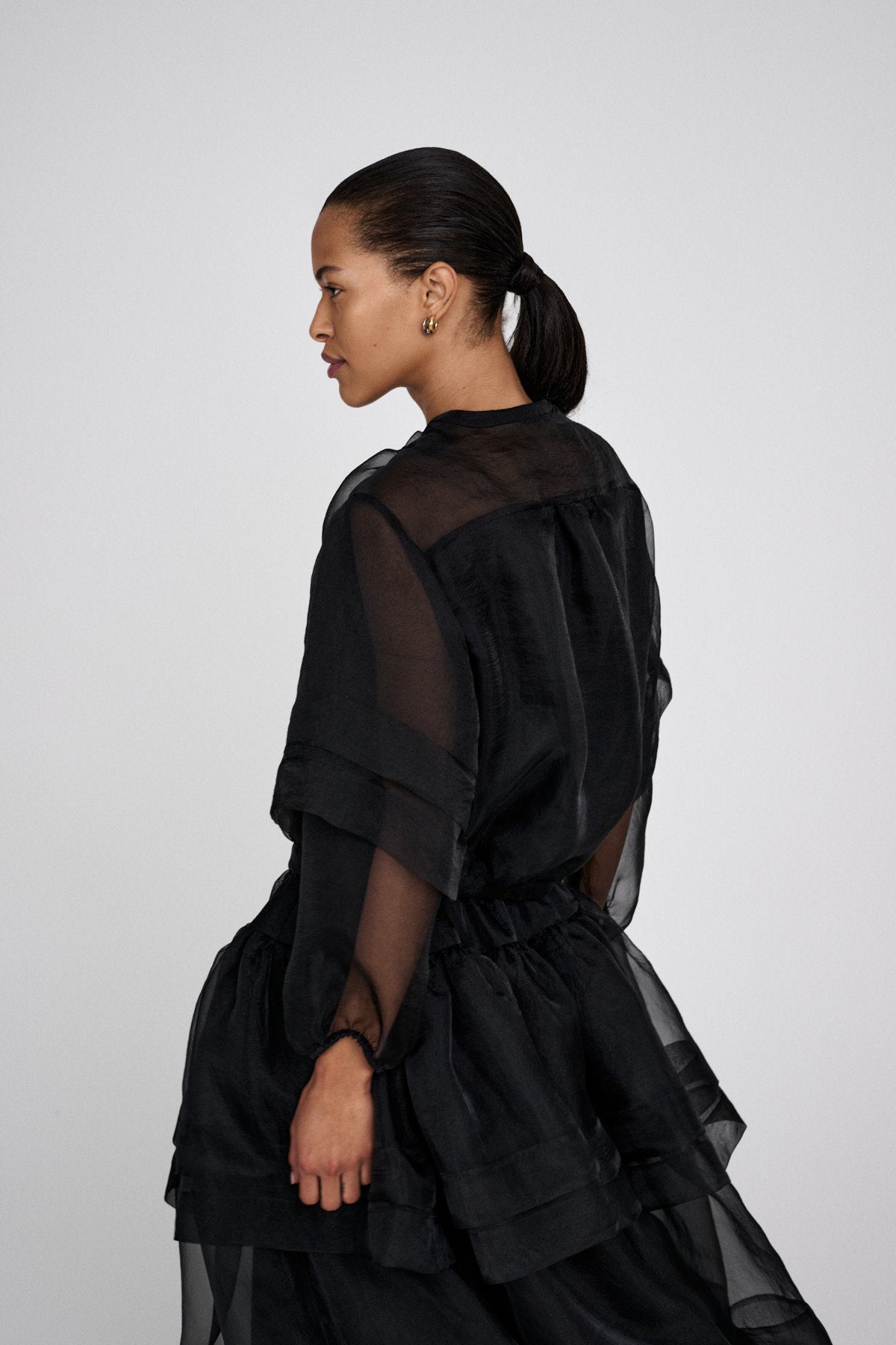 Everlyn - Organza layer shirt jacket I Black