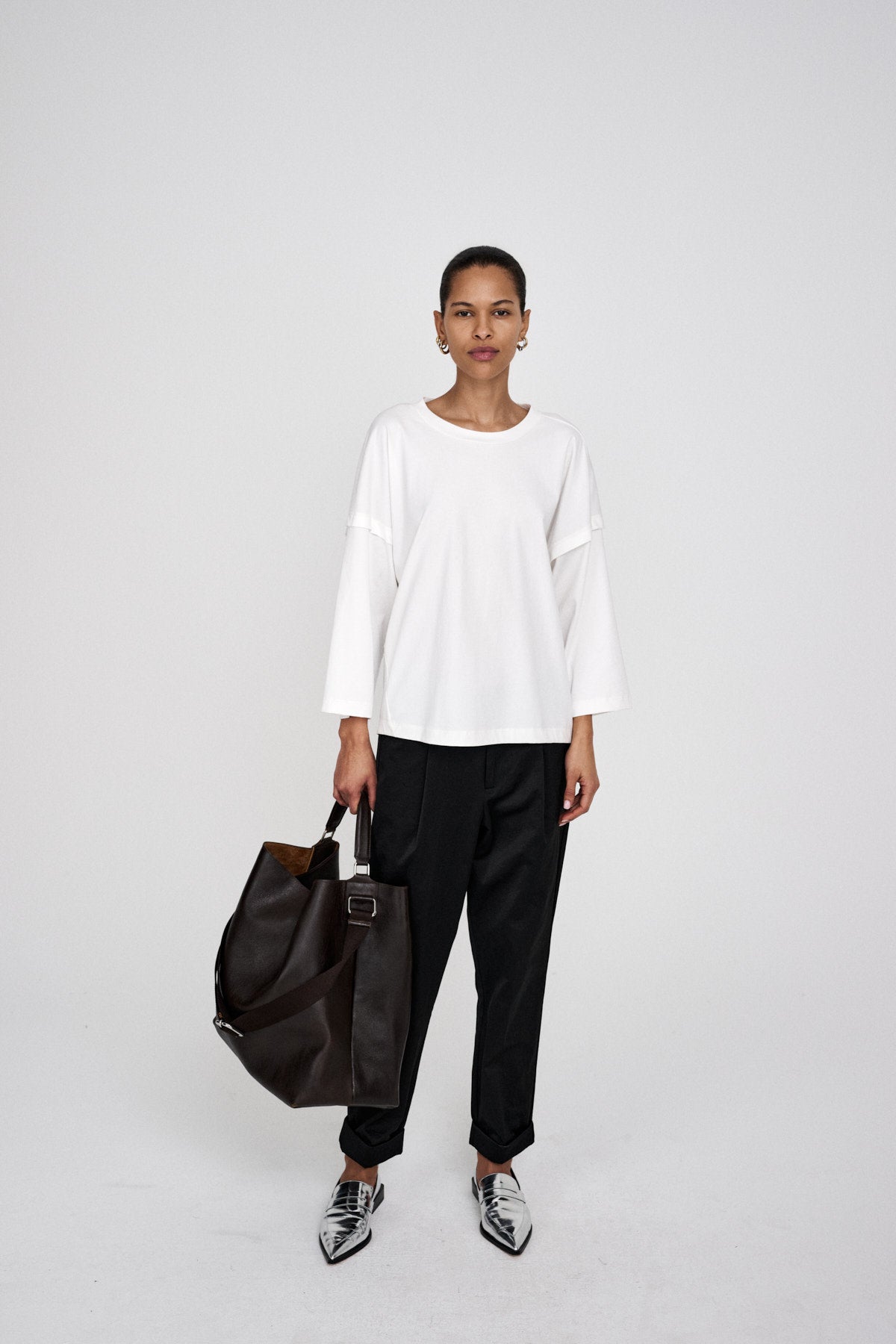 Laurah - FOT jersey 3/4 sleeve top I Chalk