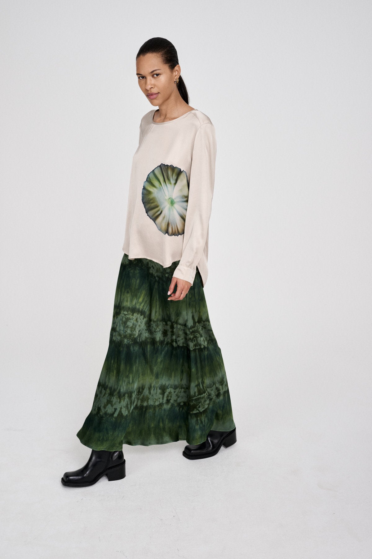 Willie - Arizona long A-line skirt I Cement combo