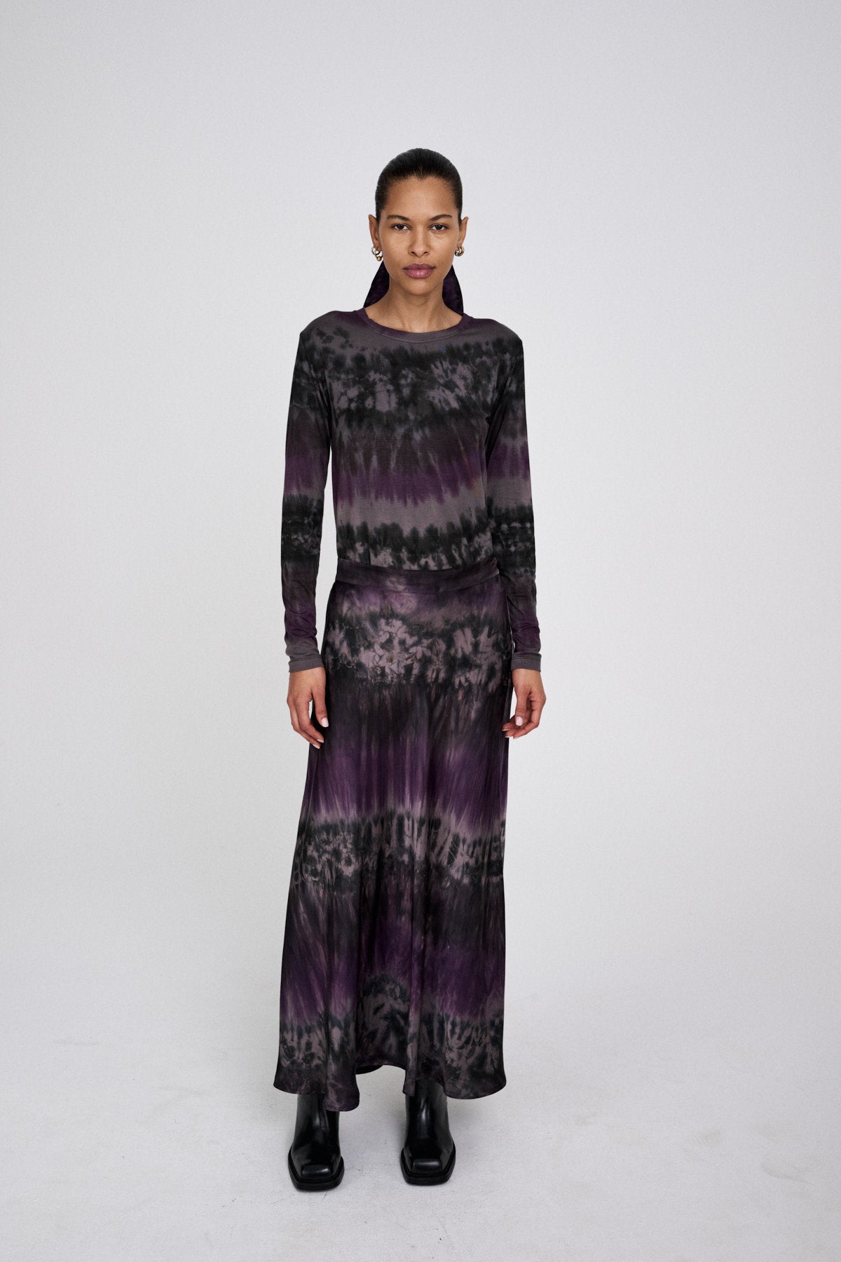 Willie - Arizona long A-line skirt I Cement combo