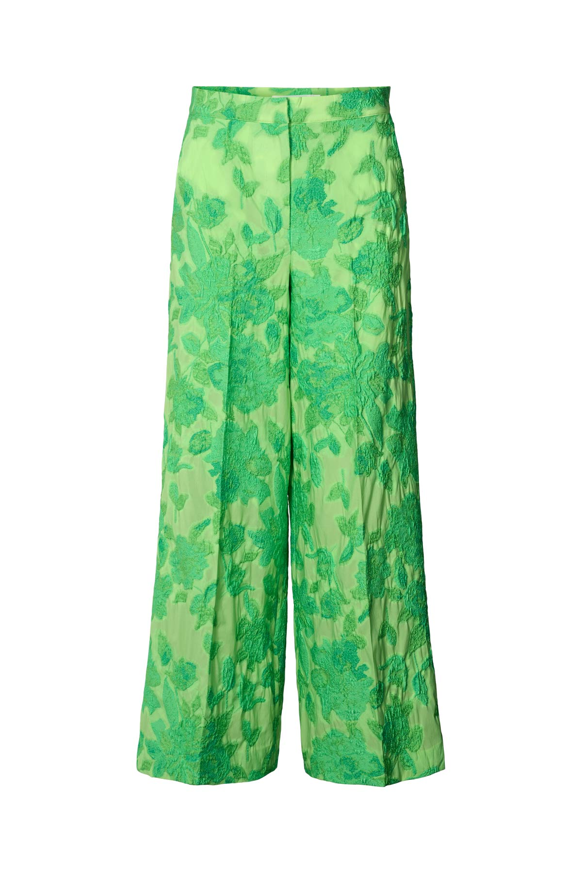 Clipped jacquard wide leg pants - Cass I Viper green