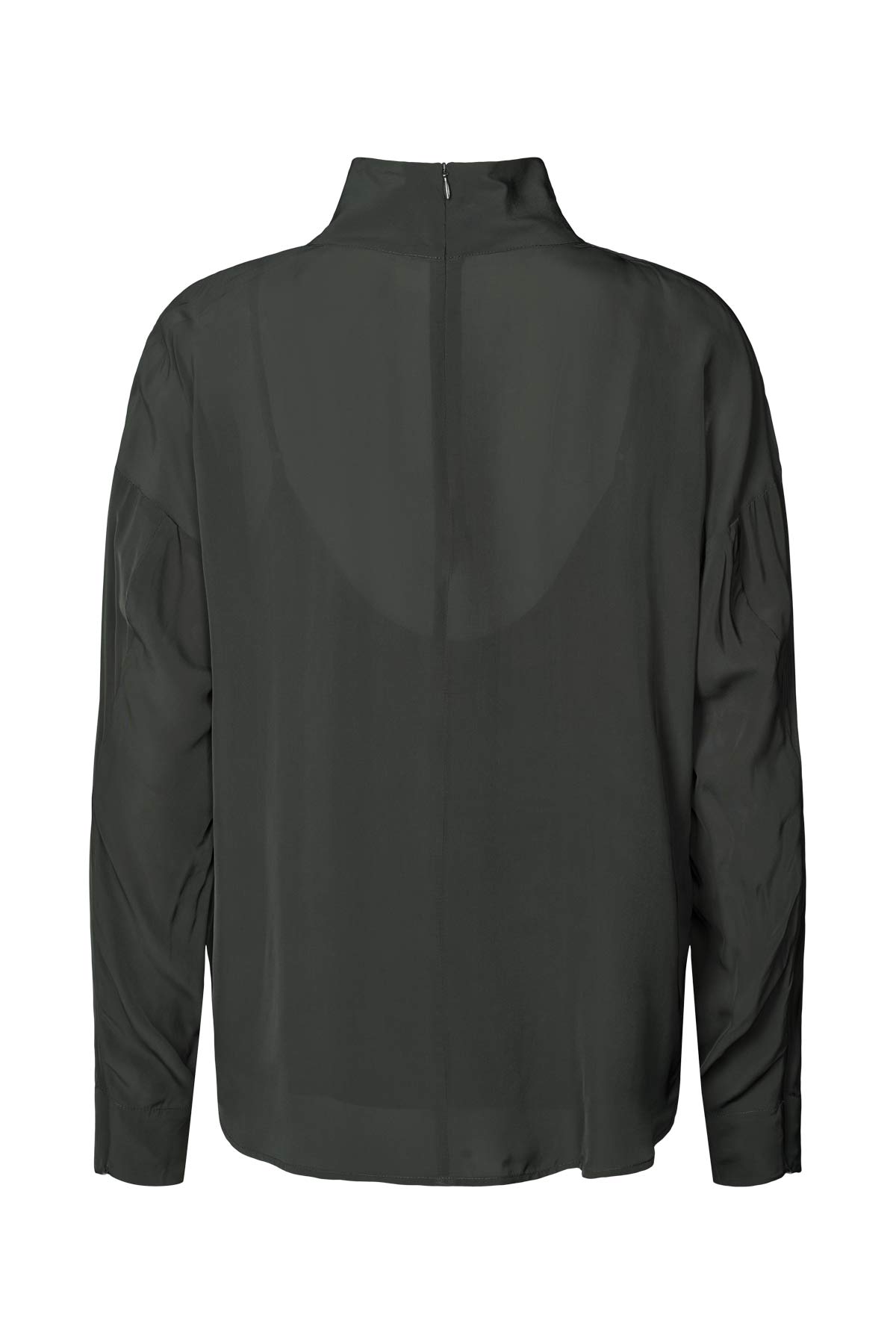 Evia - Matte drape zip sleeve blouse I Pirate black