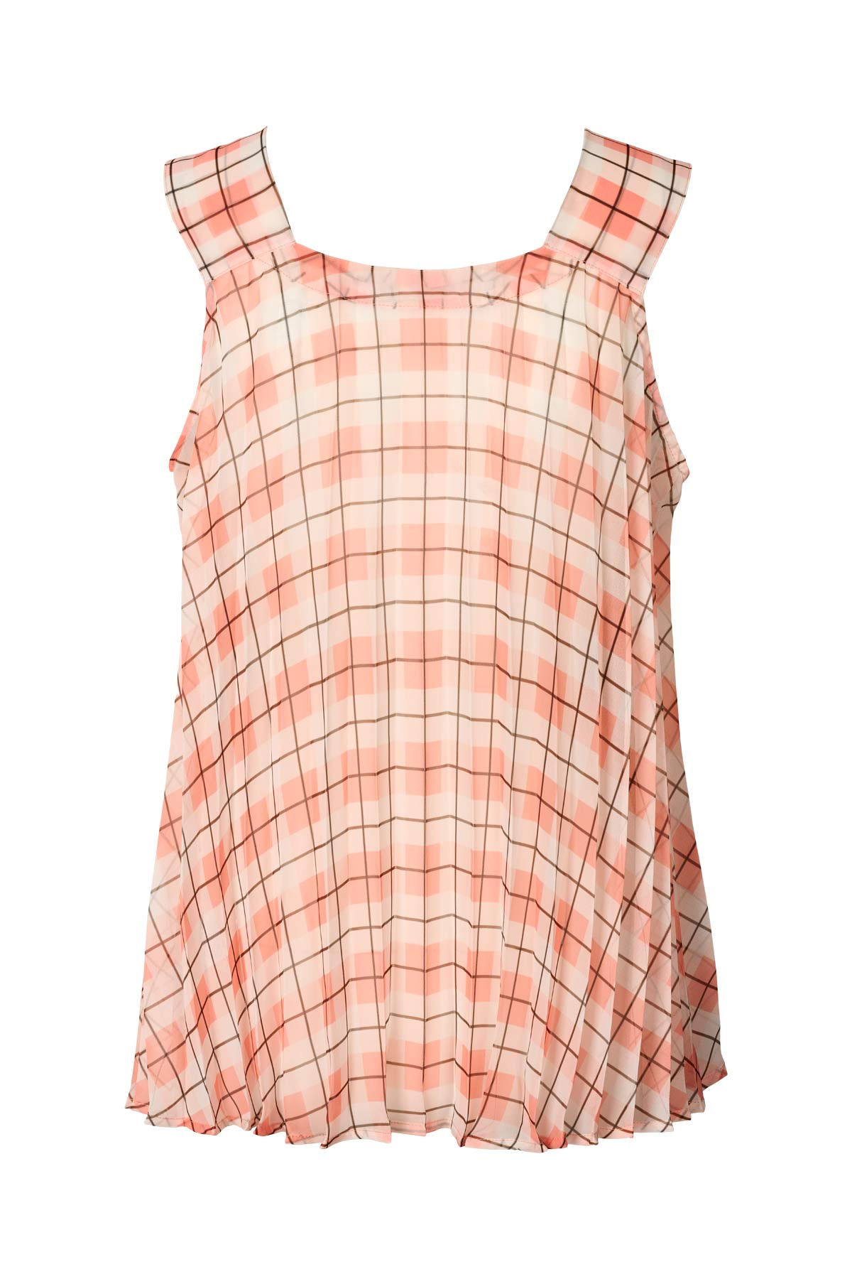 Sage - Transparent check top I Mandarin pleat