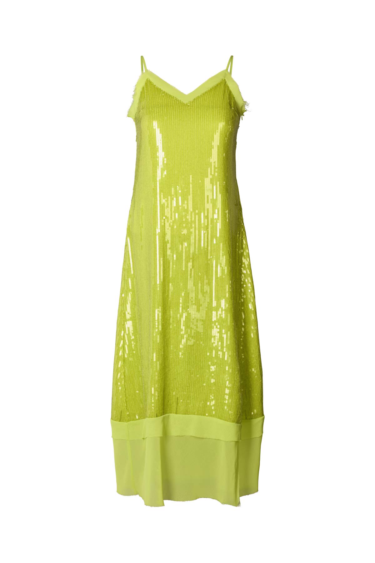Gloria - Mini sequin strap dress I Chartreuse