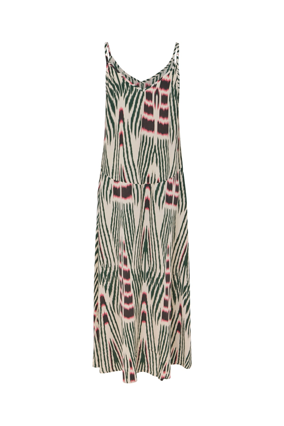 Annebeth - Ikat V-dress I Forest pink sand