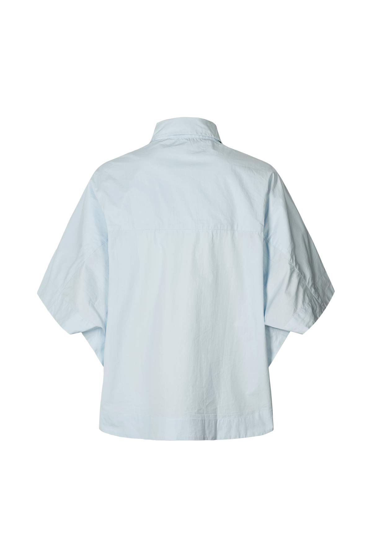 Berte - Poplin curved hem shirt I Light blue