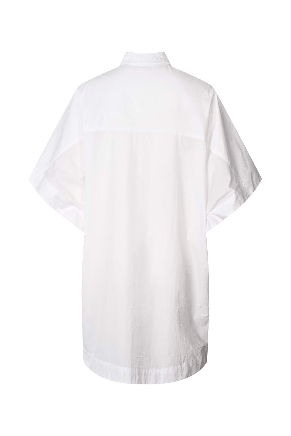 Berta - Poplin curved hem shirt dress I White