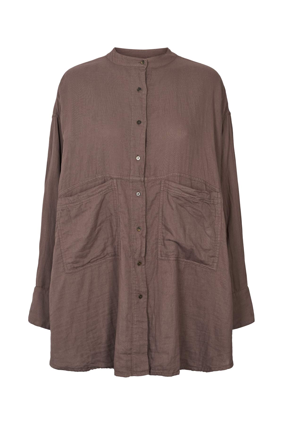 Sonja - Cotton double oversized shirt I Brown