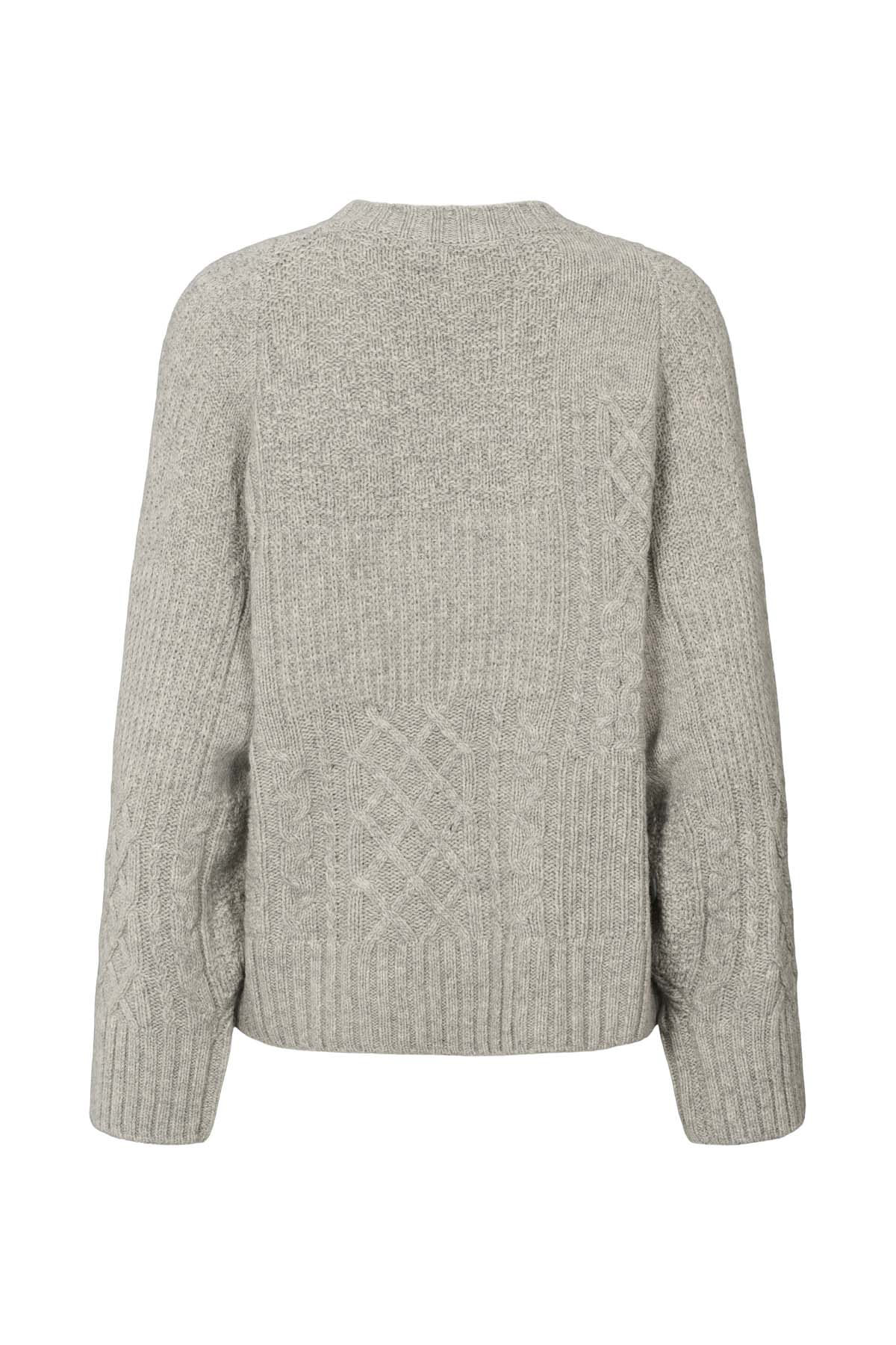Luka - Patchwork knit cardigan I Light grey melange