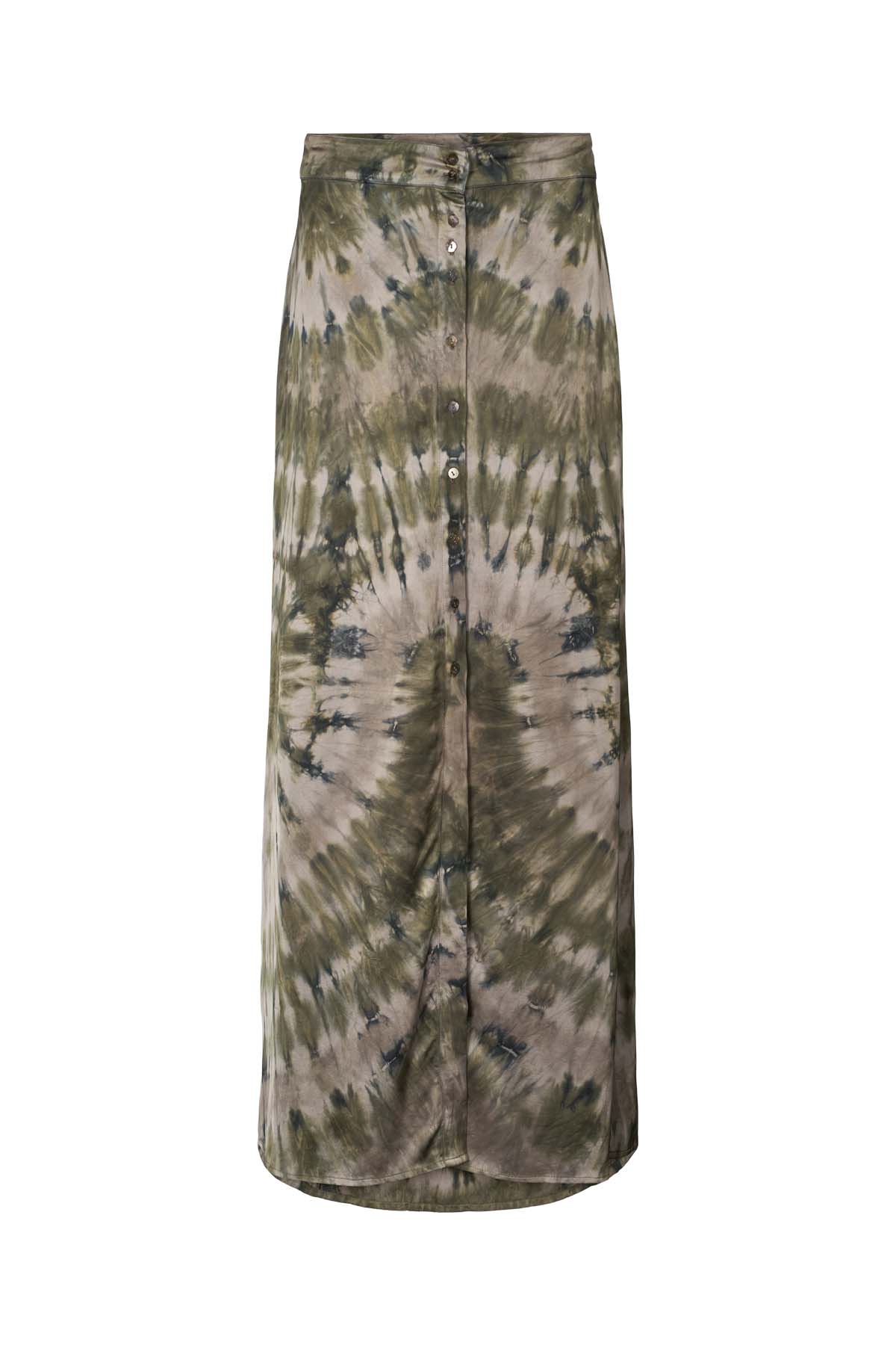 Henriette - Lava button skirt I Grey green combo