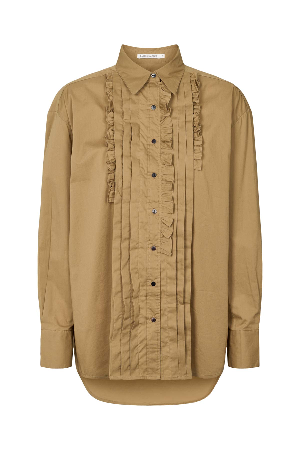 Dim - Poplin front frill shirt I Havanna brown