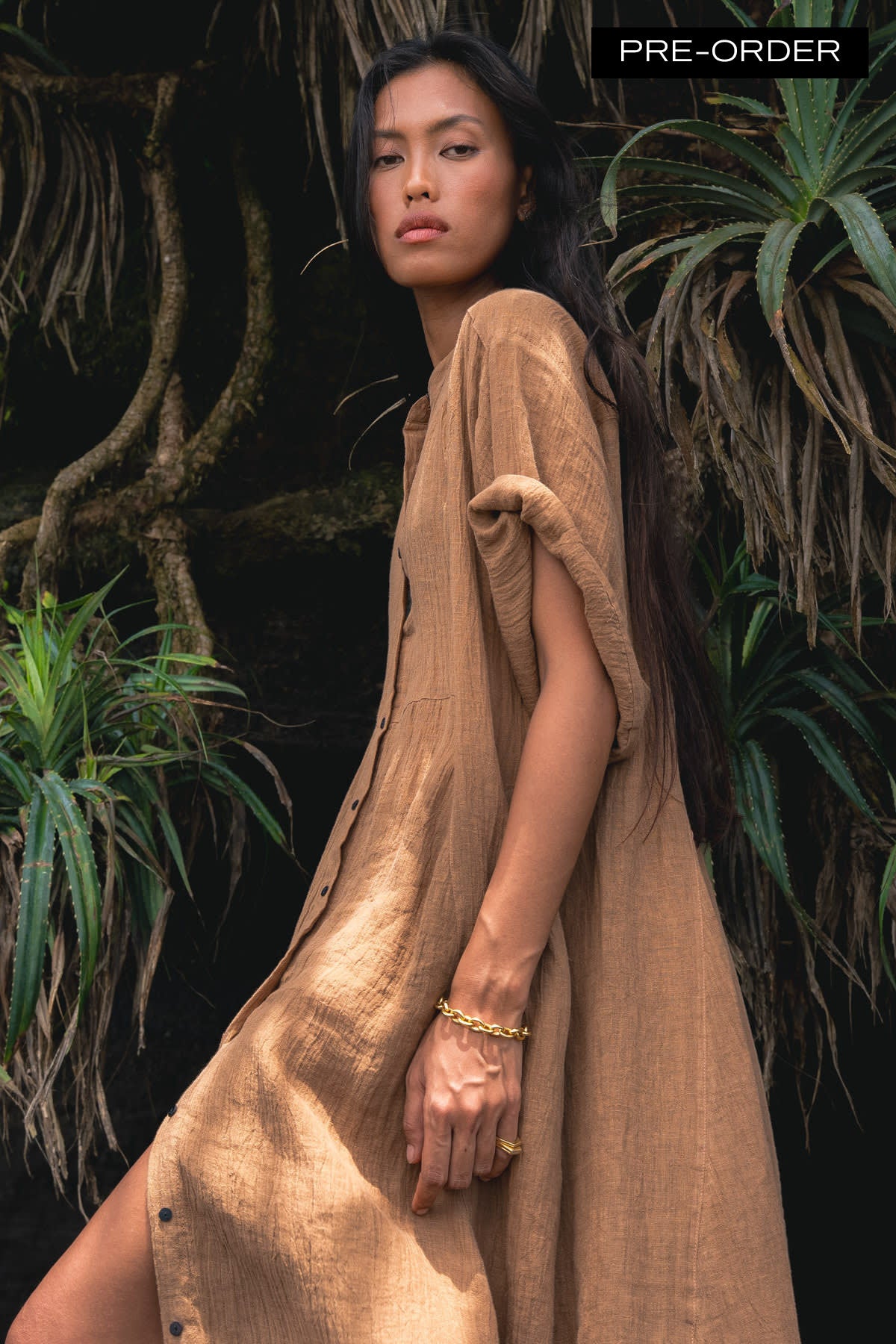 Susi - PRE-ORDER I Crinkled long kaftan I Walnut