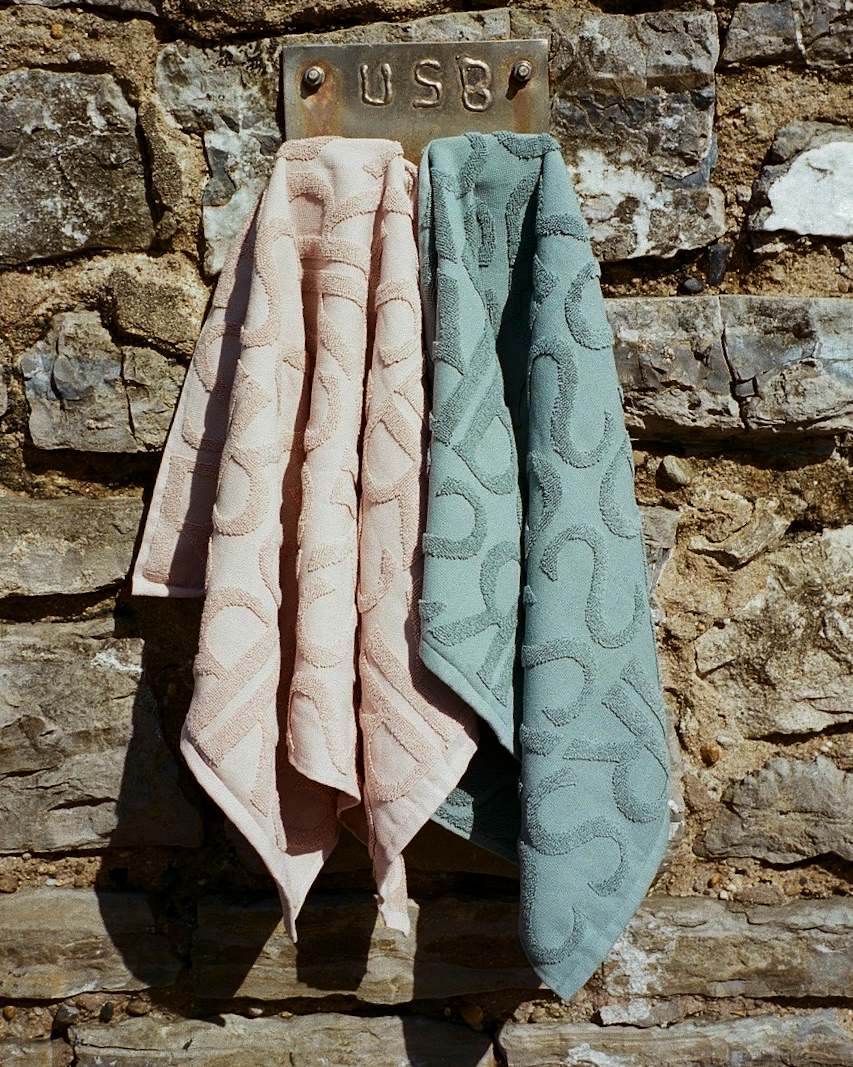 Hand towel - Monogram hand towel I Sage