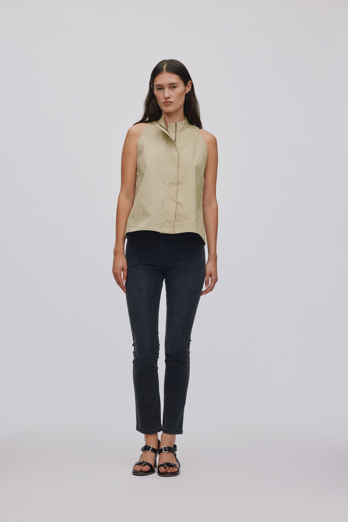 Felicia - Denim stretch skinny cropped pants I Washed black denim