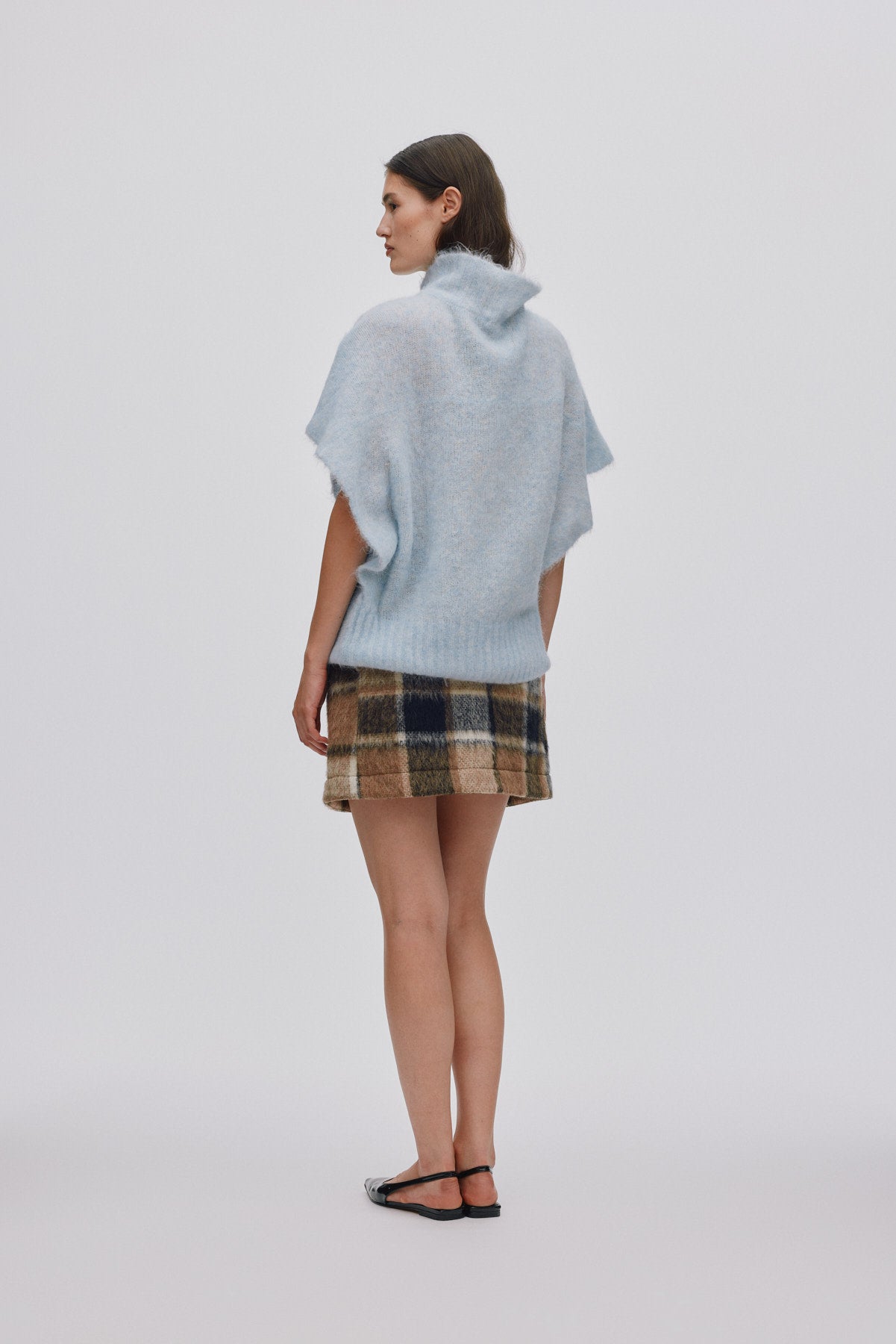 Olympia - Jumbo check short skirt I Brown check