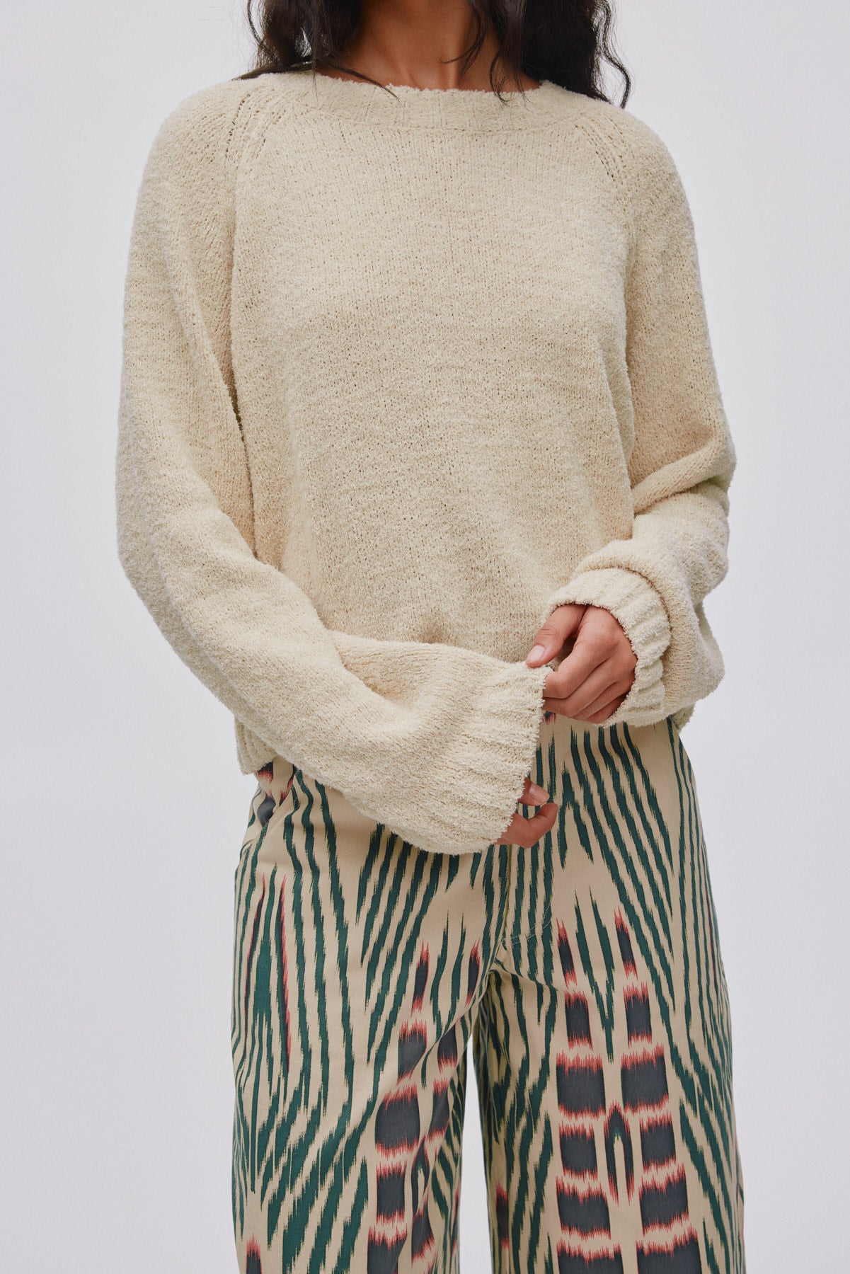 Regitze - Towelling knit small boxy top I Sand