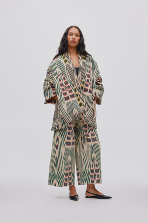 Abba - Ikat combo padded kimono I Forest pink sand & citrus combo