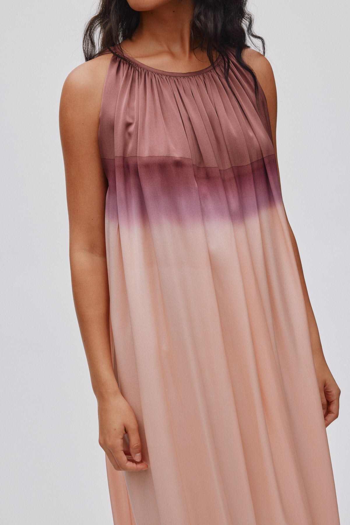 Sabah - Horizon gathered halter dress I Blush combo