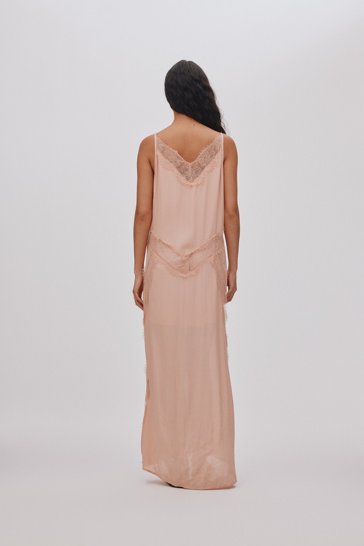 Lilou - Sheer lace panelled dress I Blush