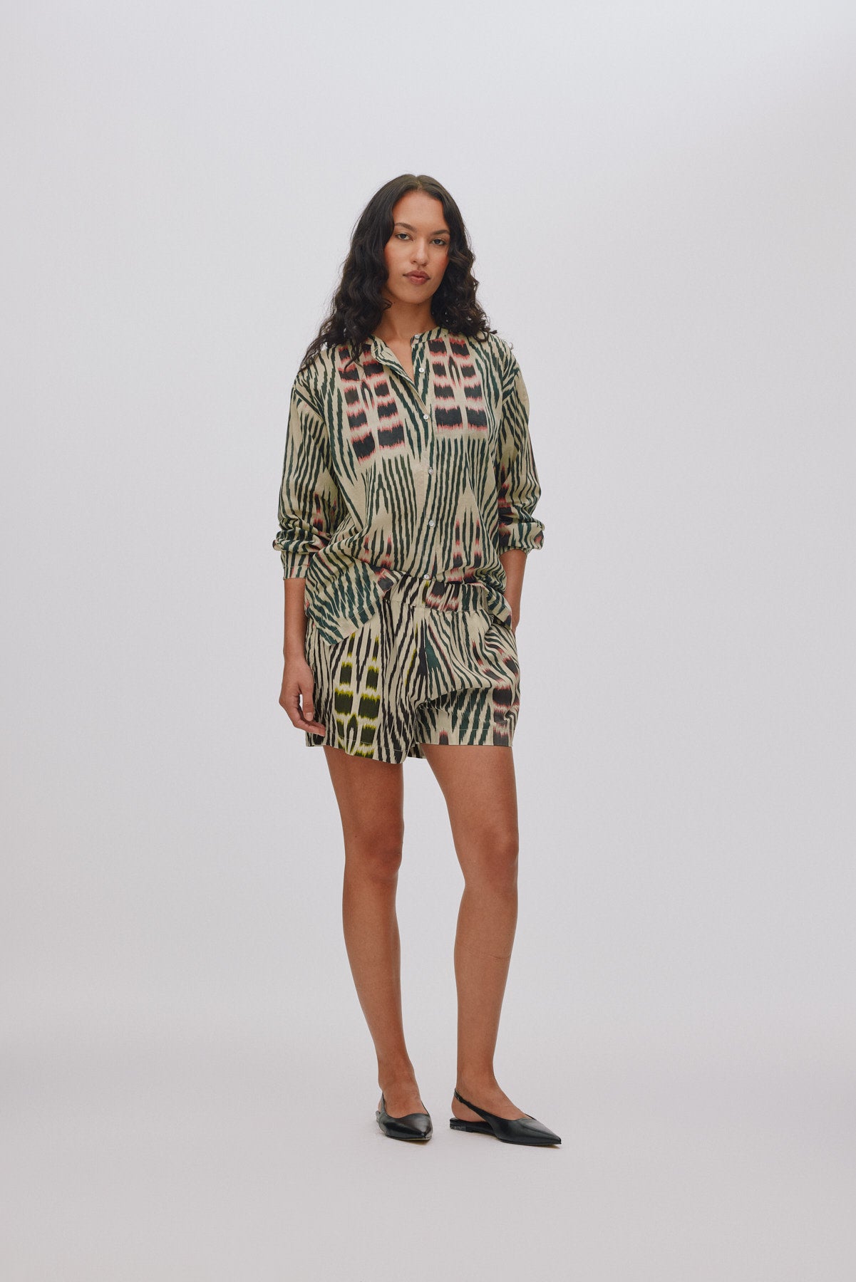 Lania - Ikat combo shorts I Forest pink sand & citrus combo