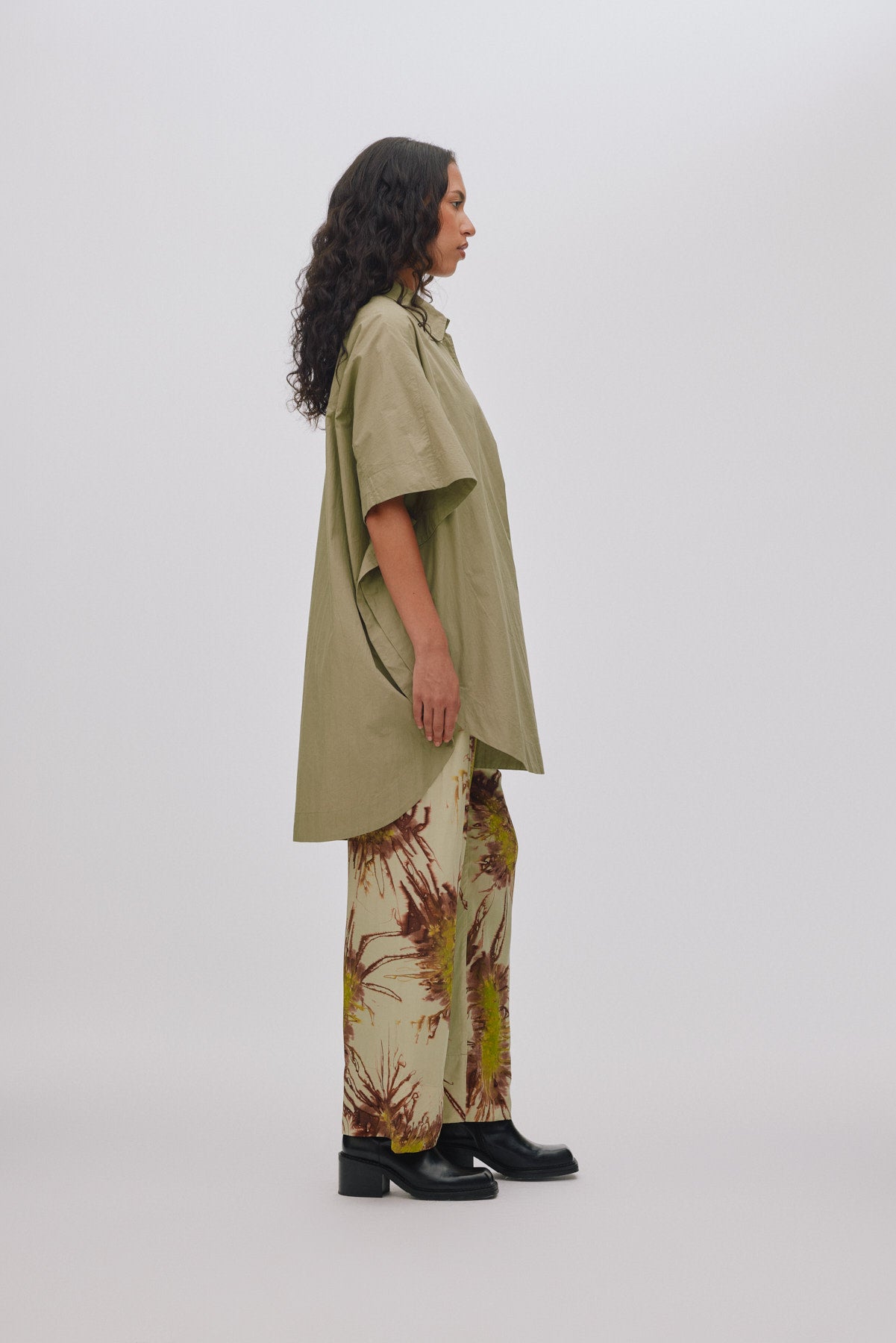 Berta - Poplin curved hem shirt dress I White