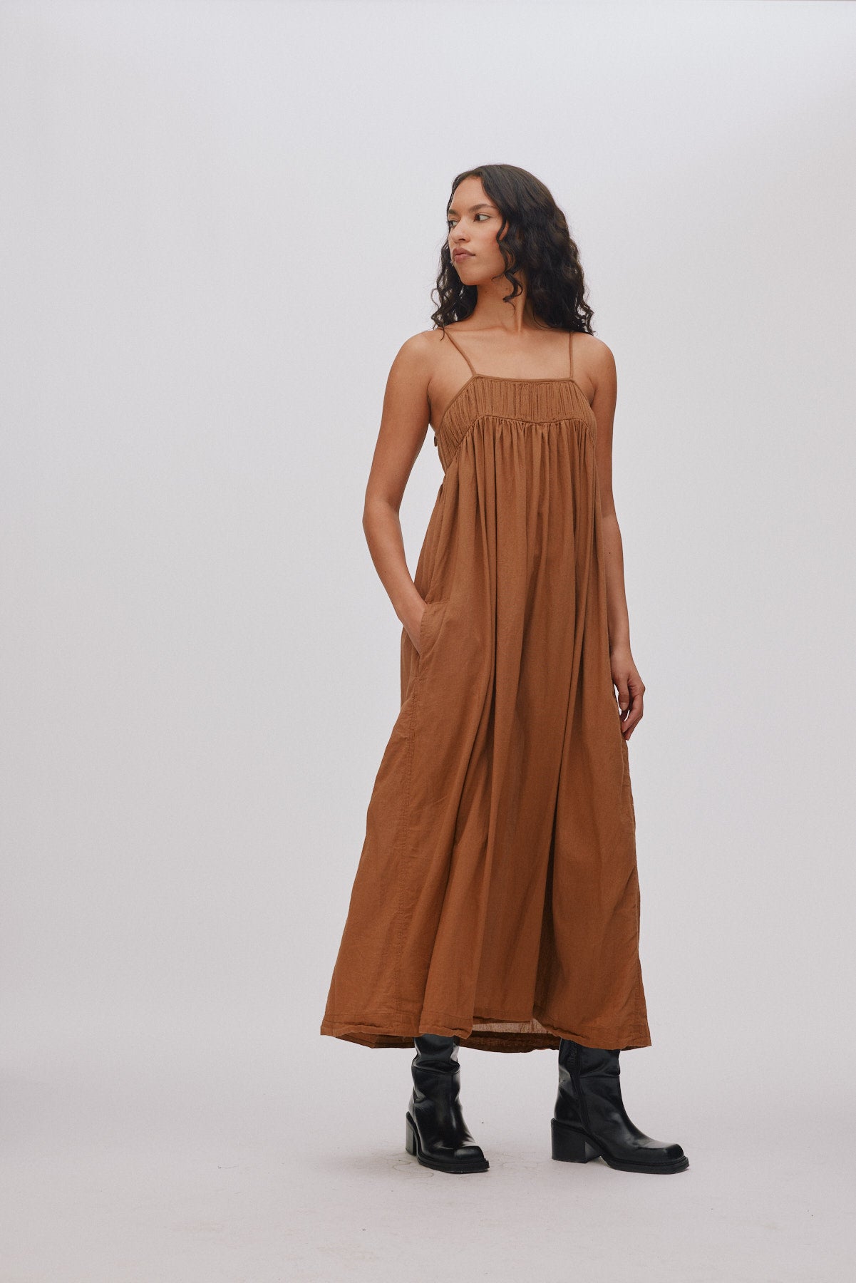Dorrit - Cotton angel string dress I Chestnut