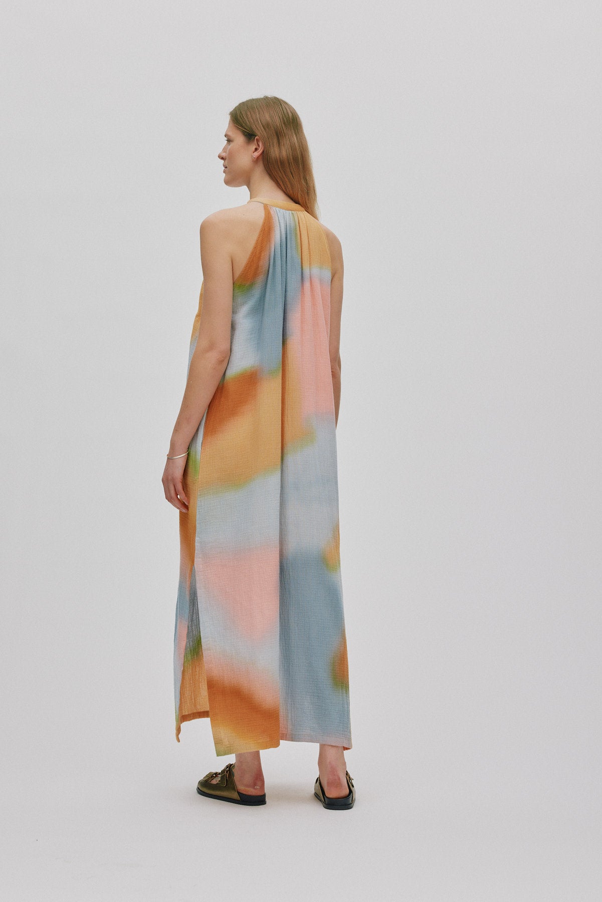 Malaia - Water colour button front dress I Sunset combo
