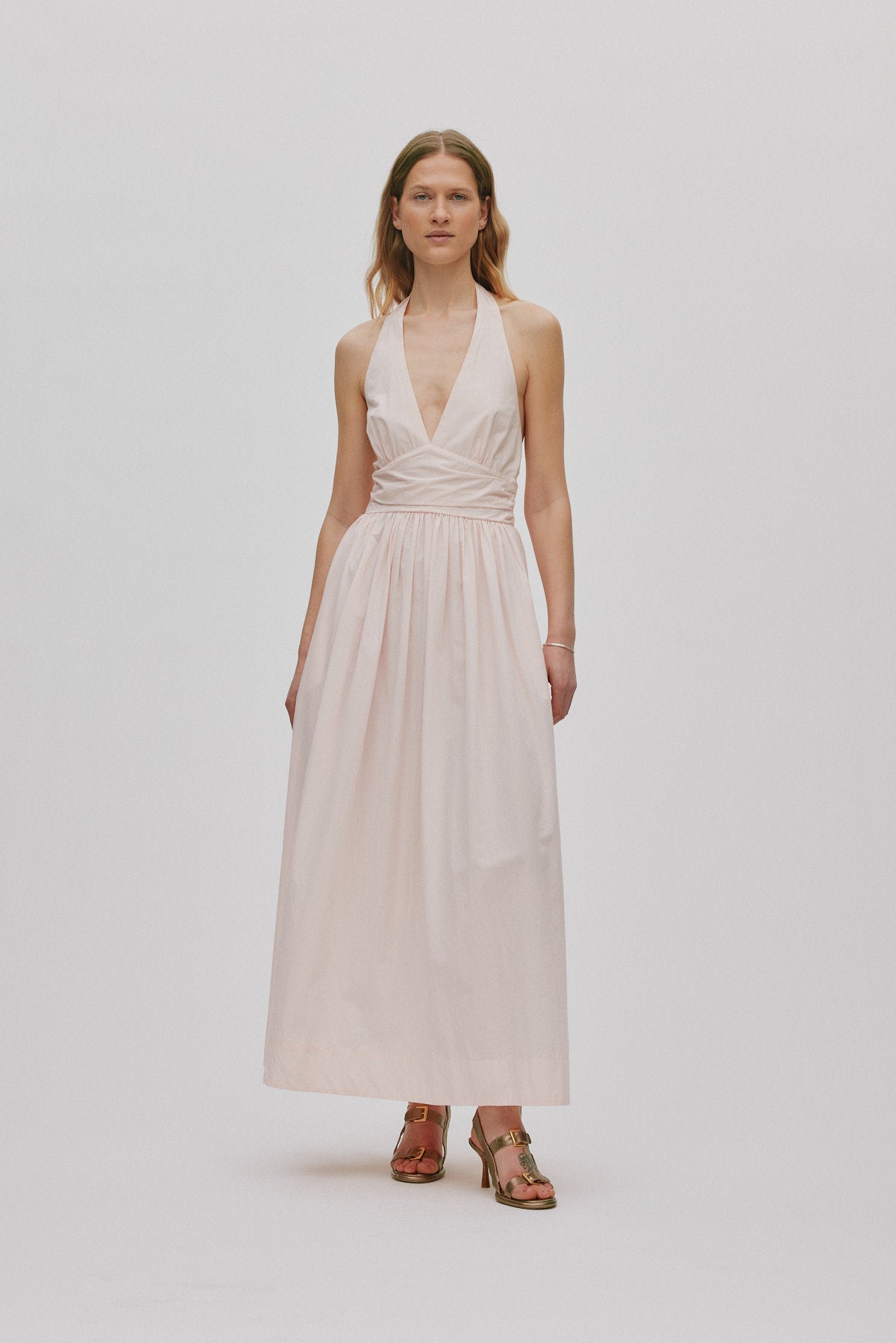 Izette - Poplin halter dress I Light rose