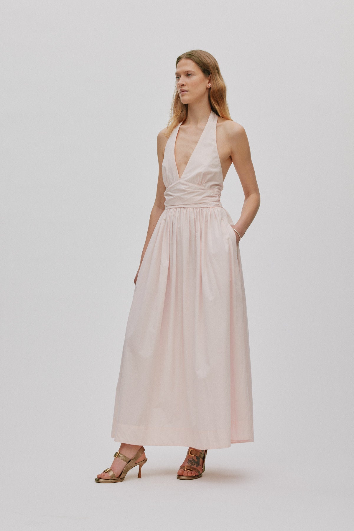 Izette - Poplin halter dress I Light rose