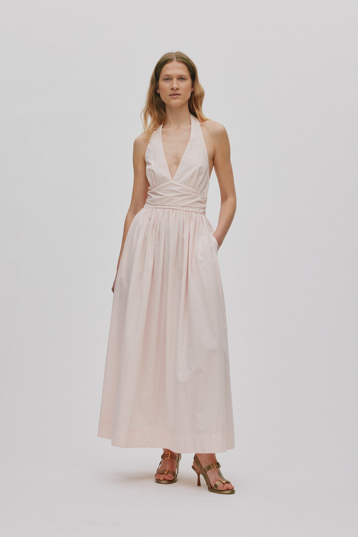 Izette - Poplin halter dress I Light rose