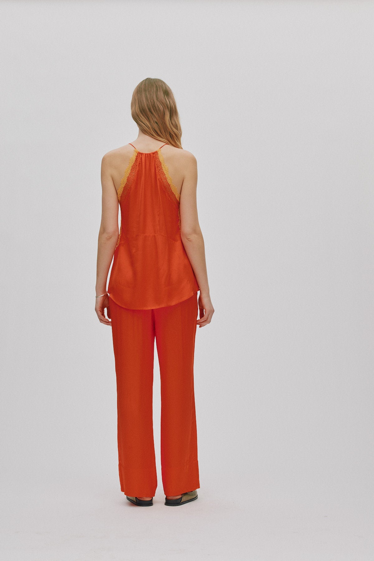 Soho - Contrast lace camisole top I Deep mandarin