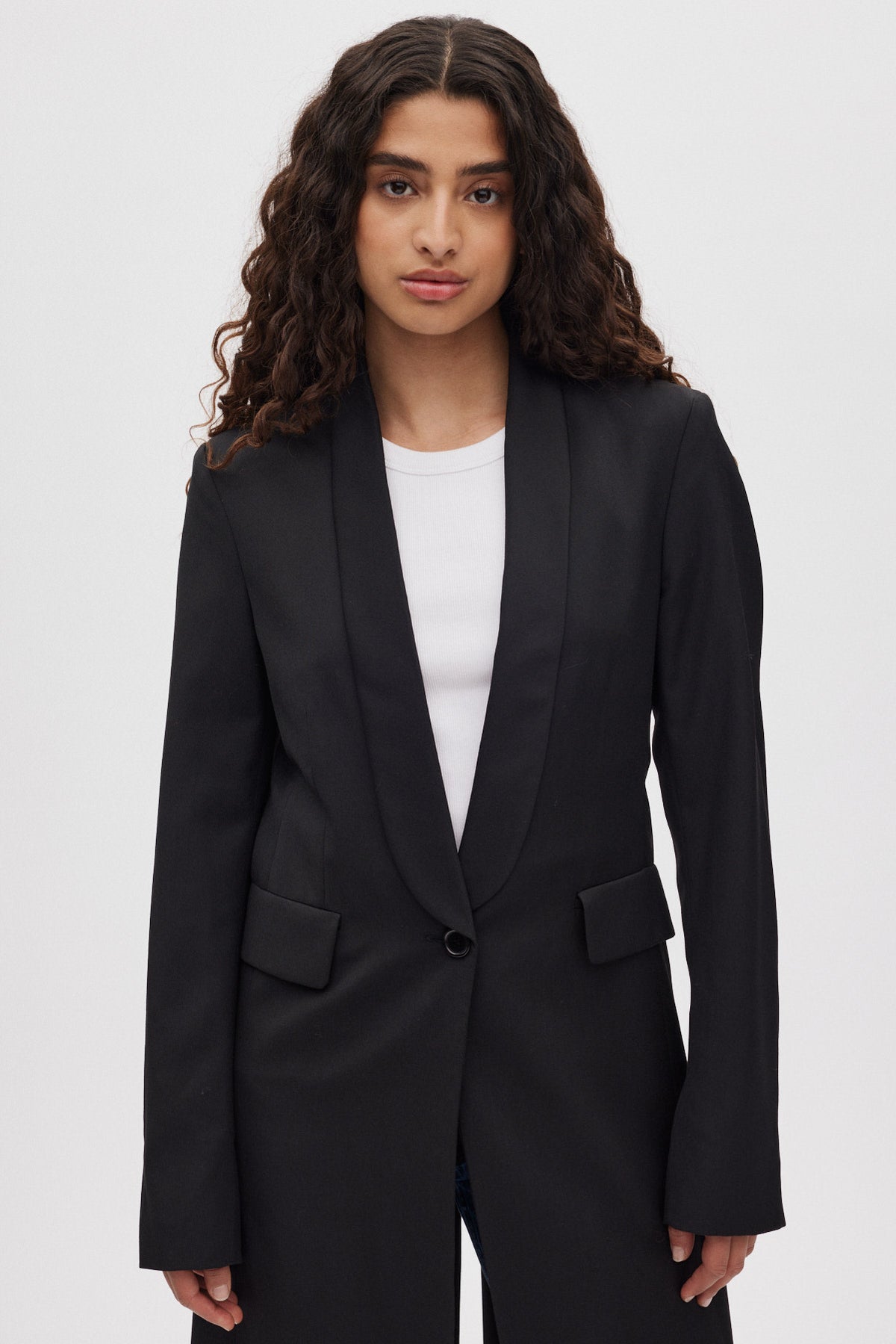 Talma - Smooth tailoring long jacket I Black