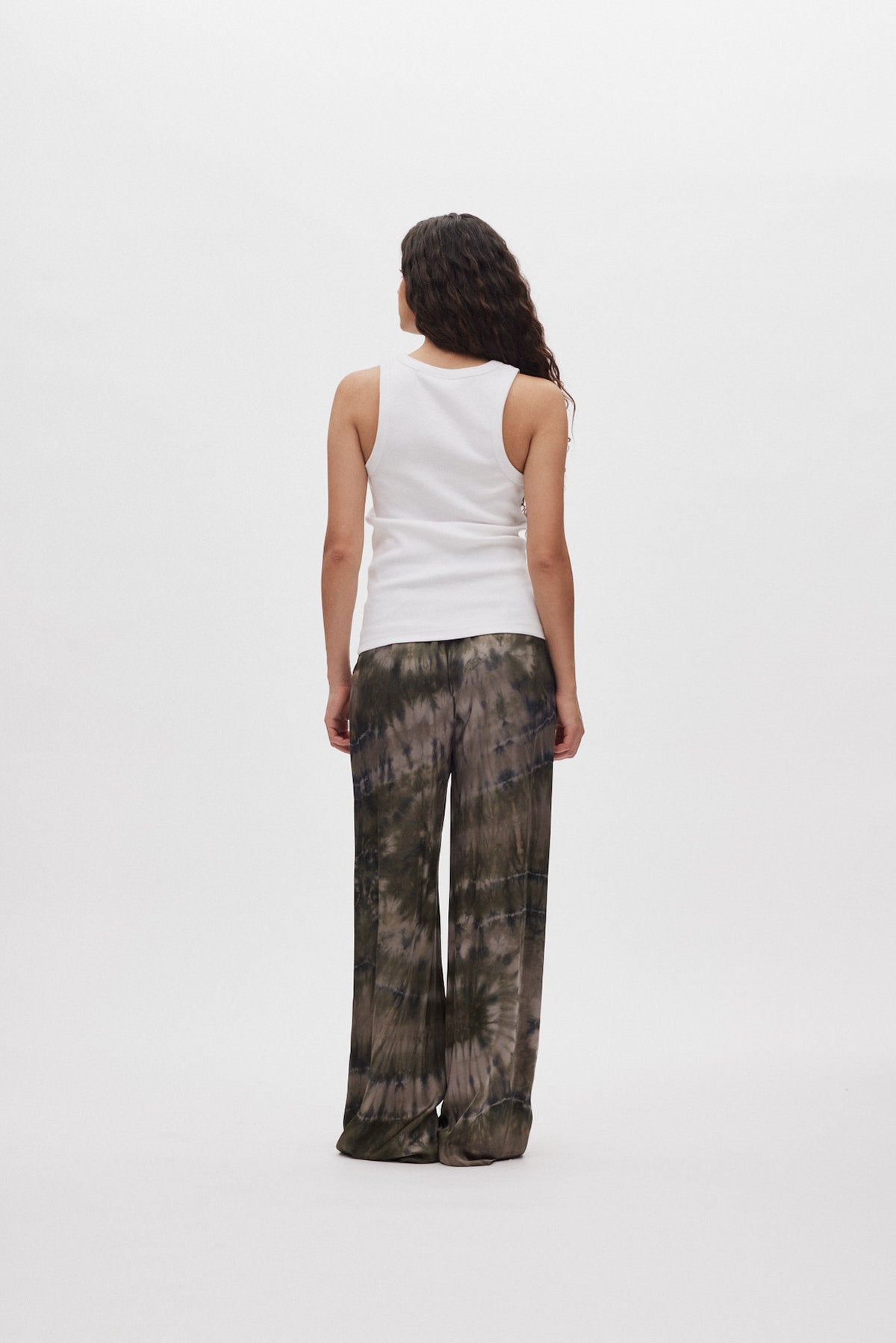 Briana - Lava pleat wide pants I Grey green combo
