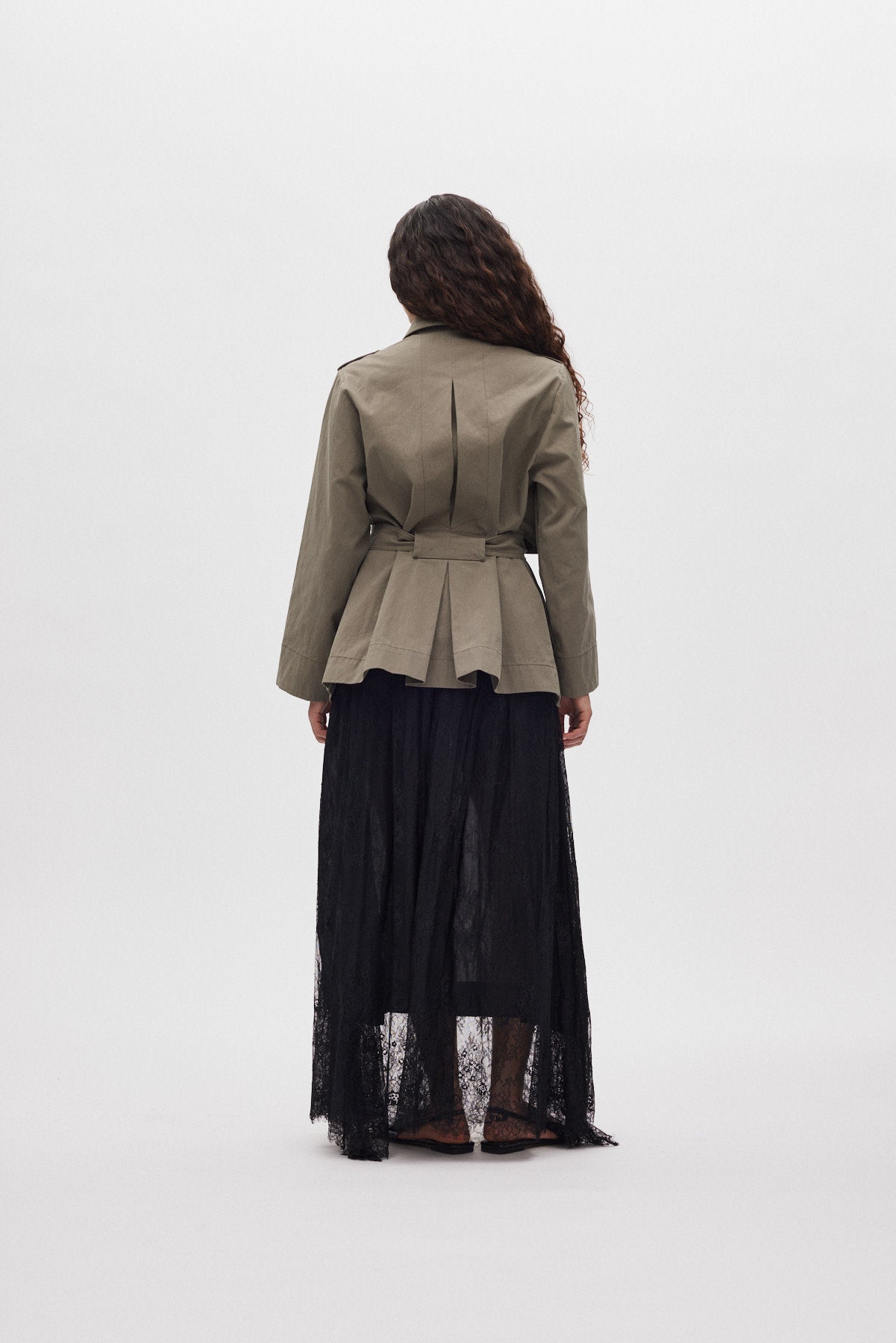 Nadira - Utility cropped trench jacket I Asphalt