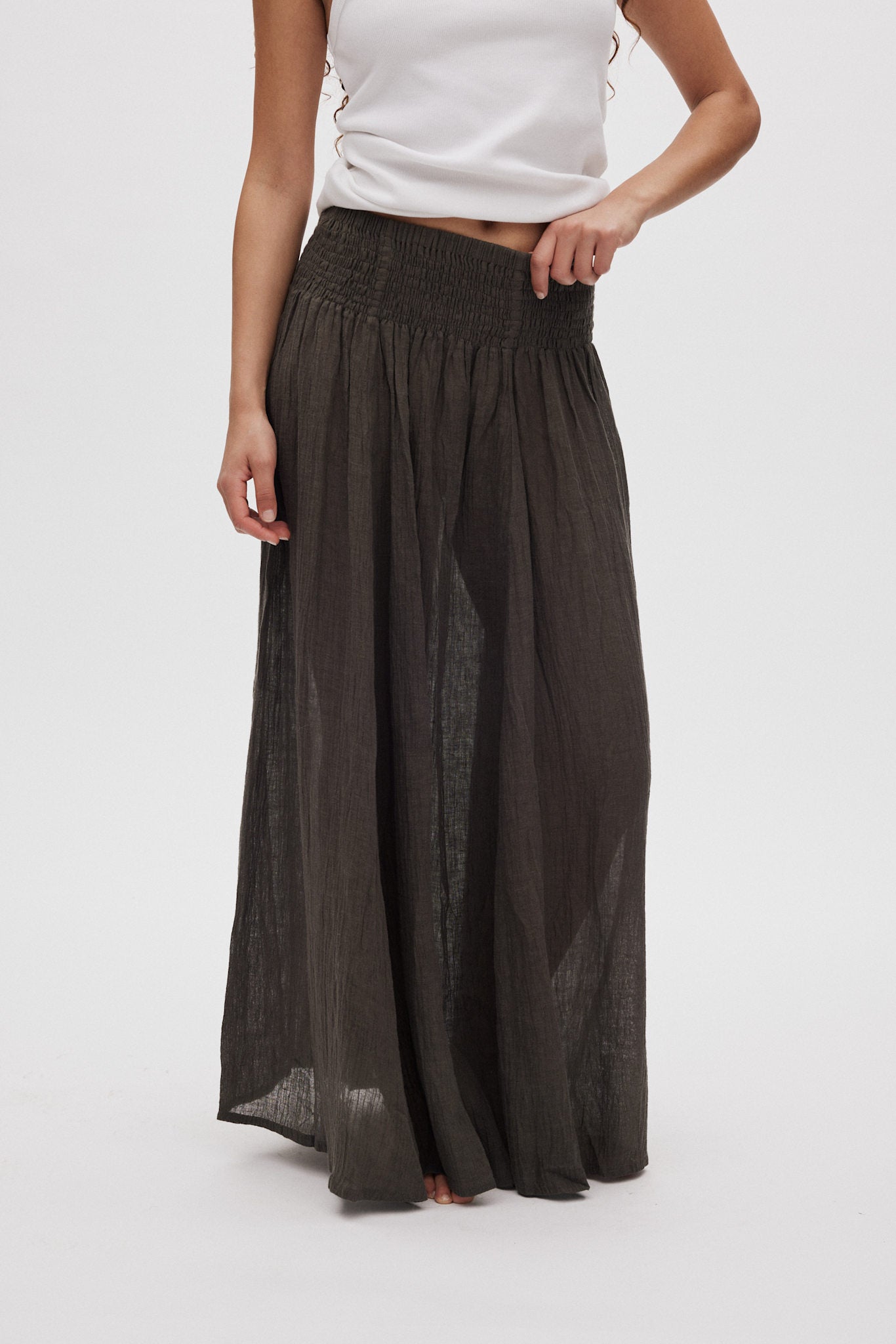 Jumana - Crinkled flared skirt I Faded black